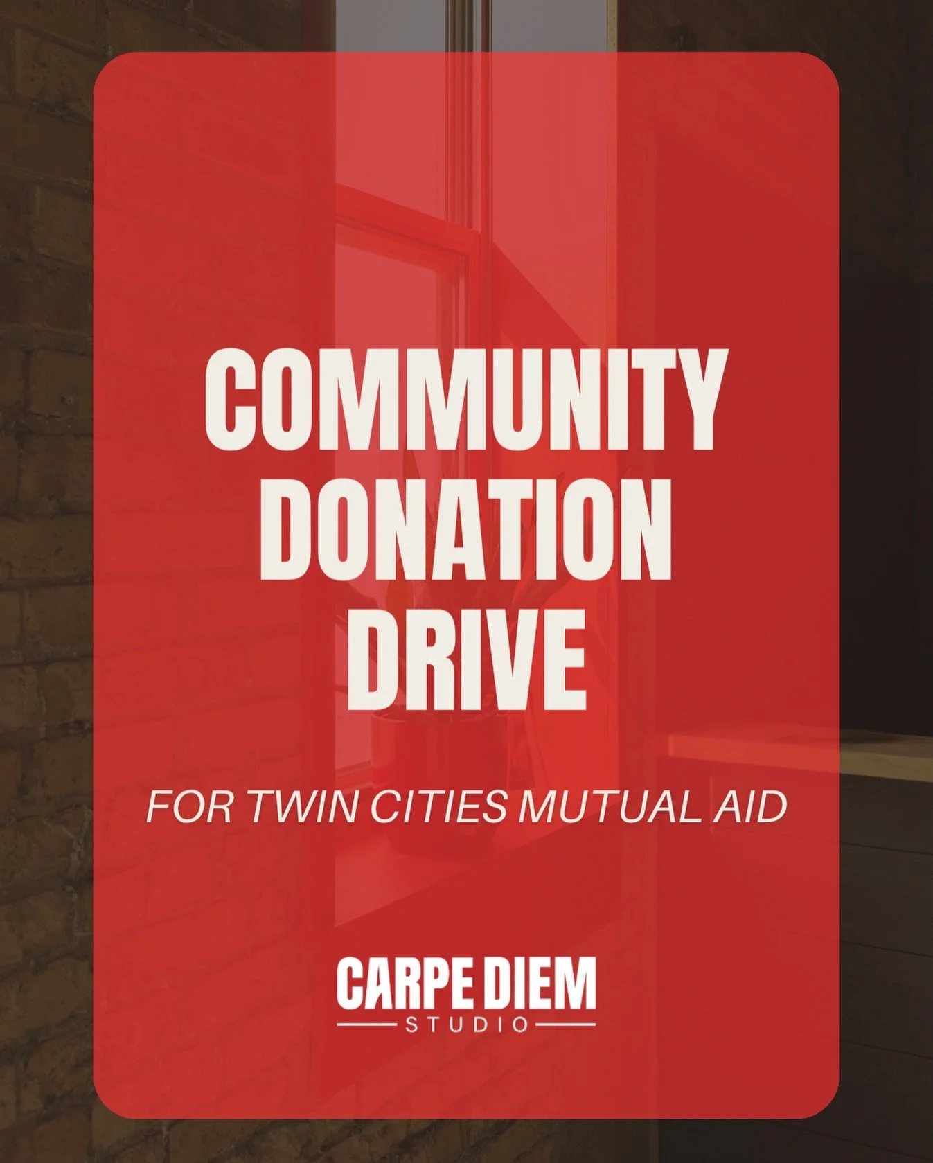 Starting today (Wednesday 1/28) and ongoing we will be collecting physical donations of non-perishable foods, and essential items: diapers, hygiene products etc. to disperse to local aid networks and families. Both studios will be drop sites, and are