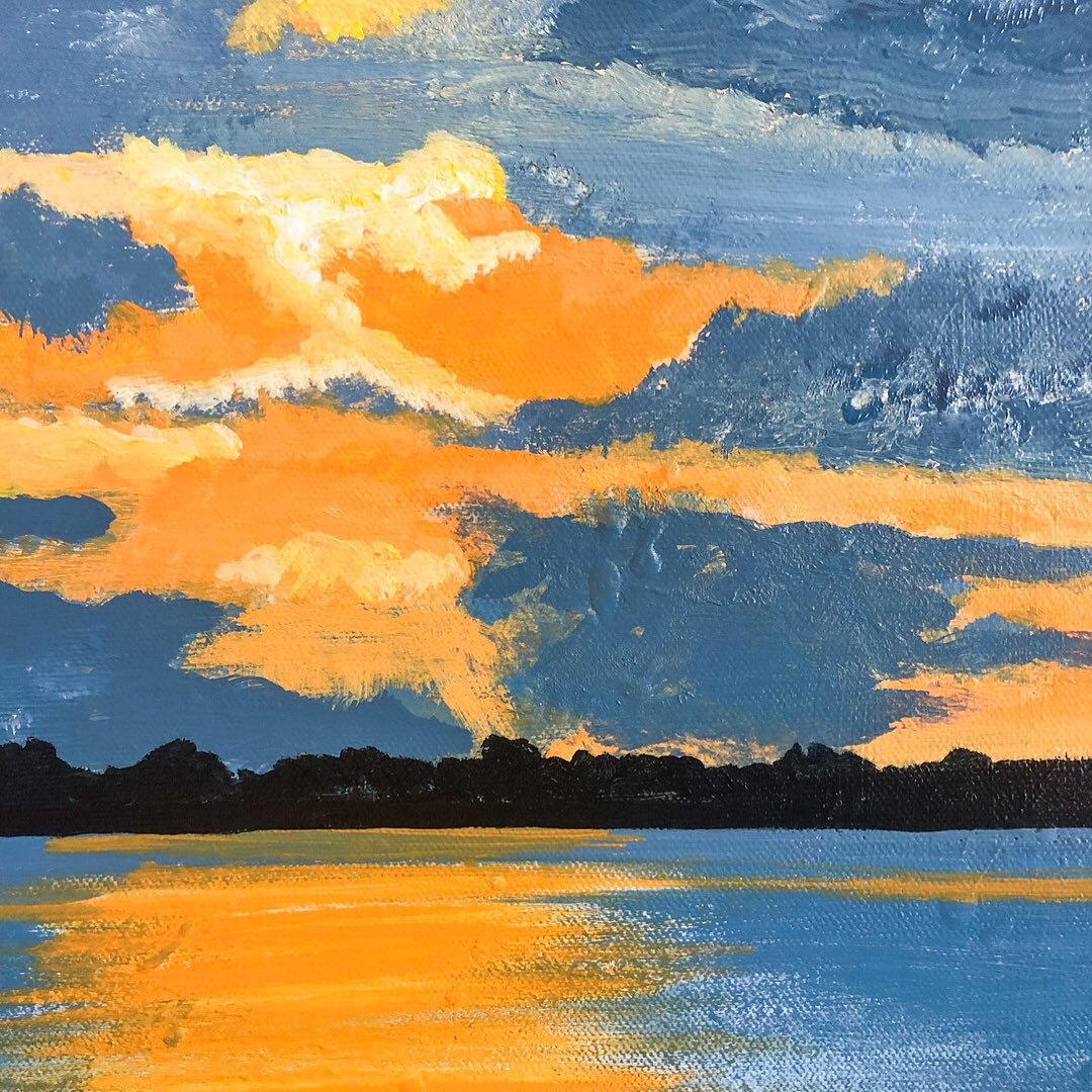 The beginnings of a sunset over the water. This one has been a challenge, but hopefully I&rsquo;ll be done with it soon!