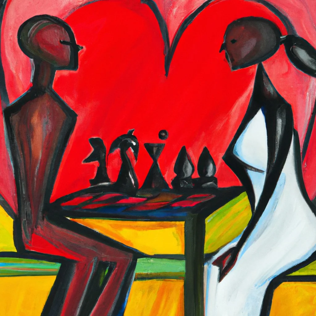 oil painting couples therapy troubles in paradise