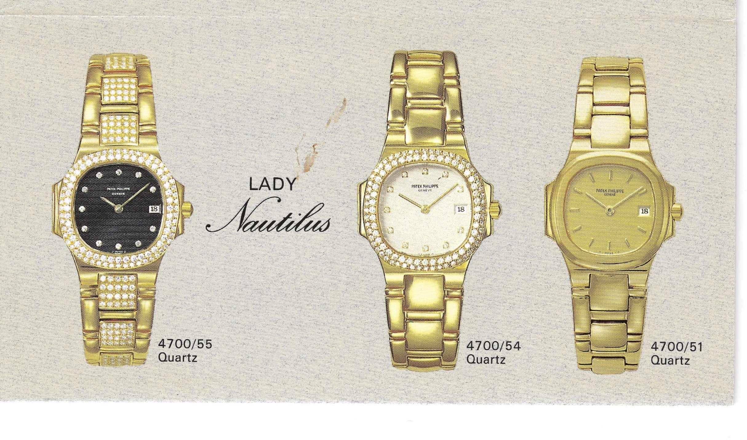 Ladies Quartz Nautilus reference 4700/55, reference 4700/54, and reference 4700/51.