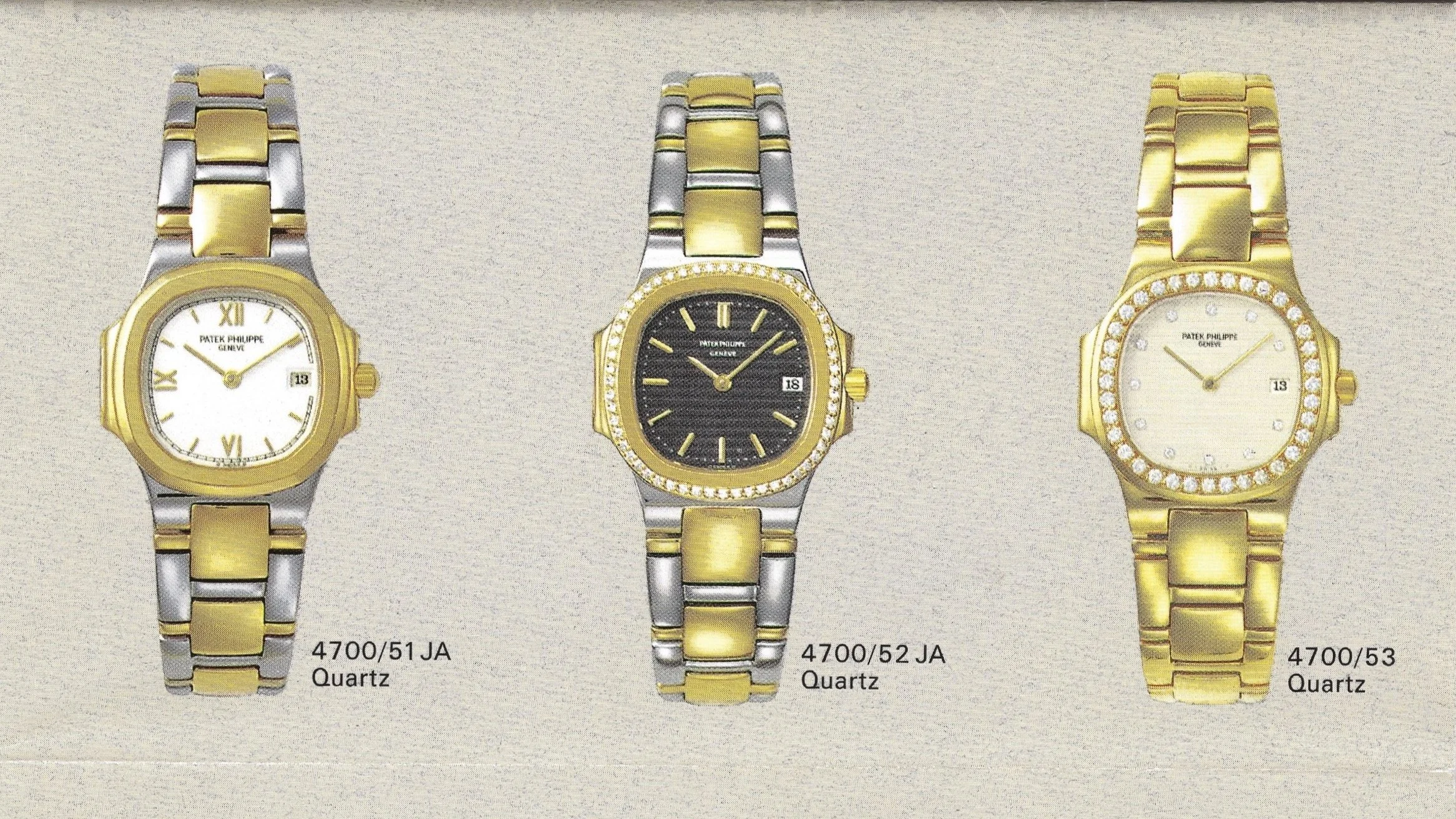 Ladies Quartz Nautilus reference 4700/51JA, reference 4700/52JA, and reference 4700/53.