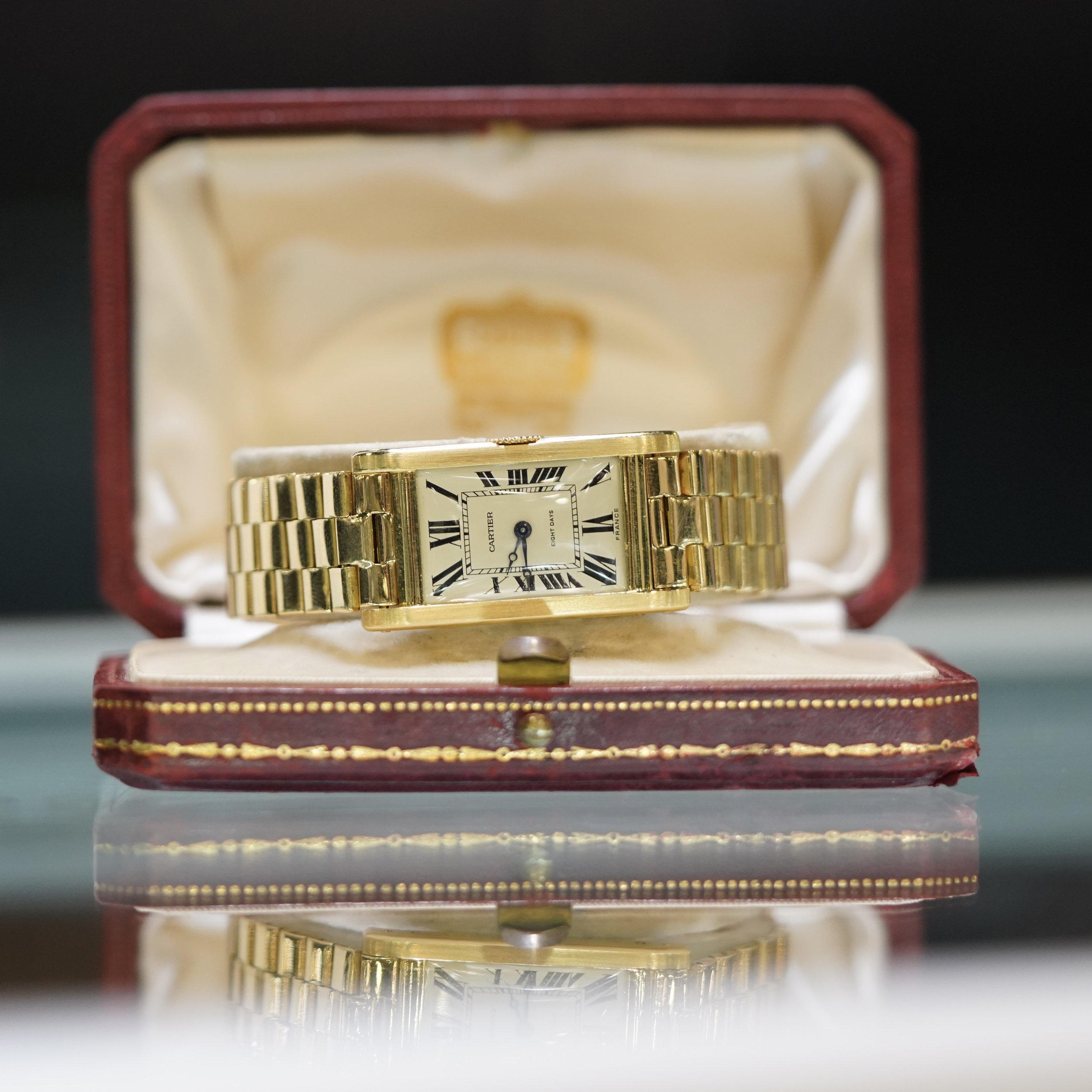 Cartier Man's 18K Gold Tank Louis w/ Bracelet circa 1990's