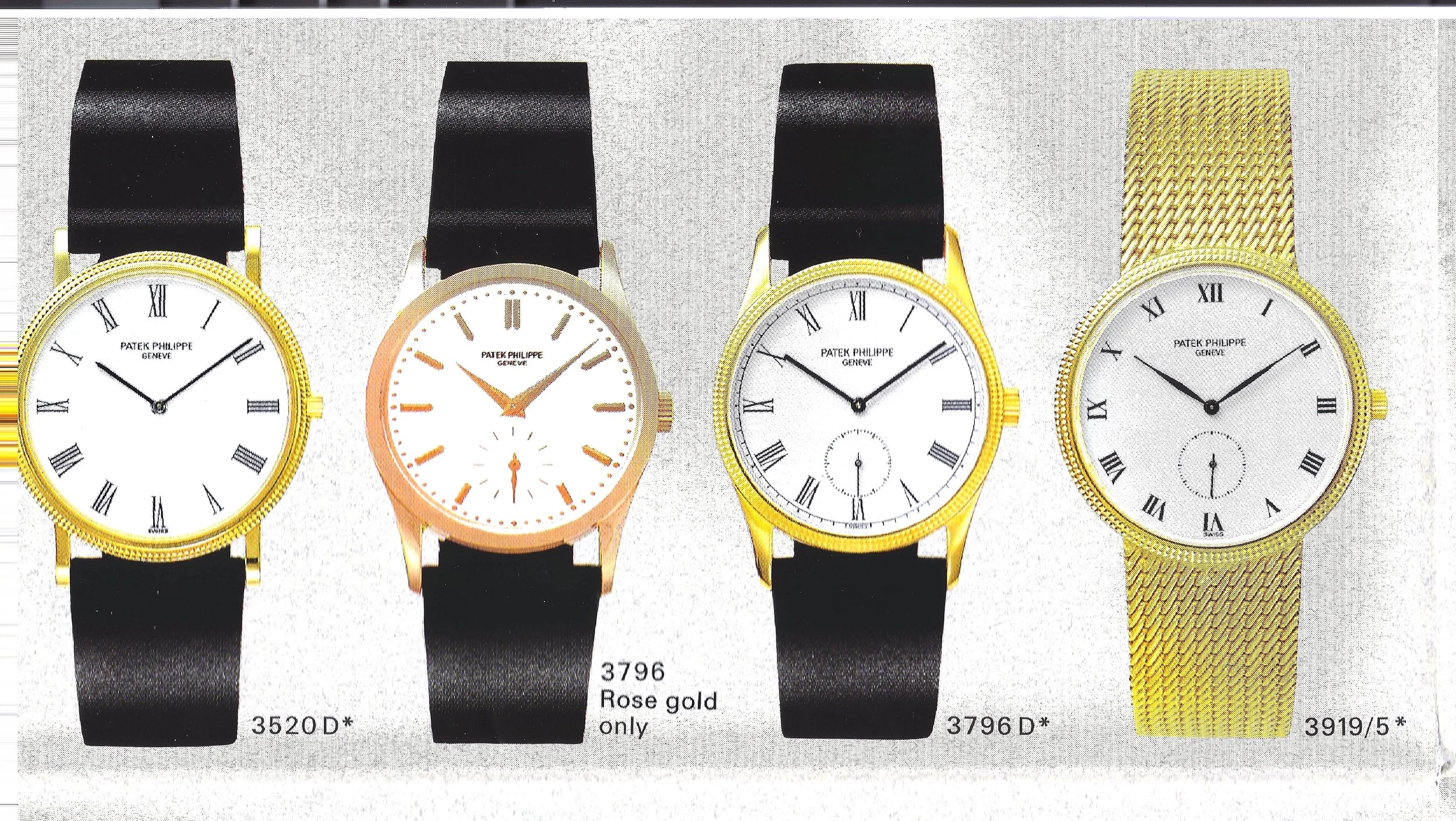 Patek Philippe Calatrava reference 3520D, reference 3796R, reference 3796D, reference 3919/5