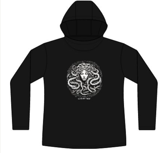 Medusa, Light Long Sleeve HoodieTop (Black)
