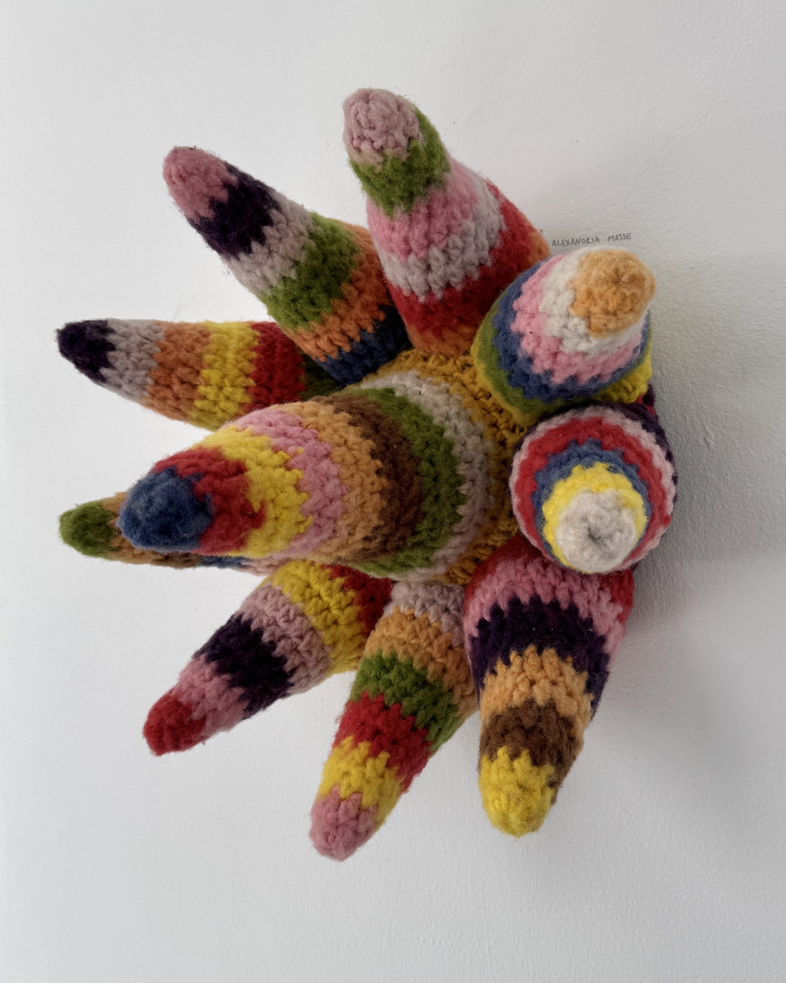 bad case of the stripes, 100% wool hand dyed with acid dye, 10 by 10 inches, 2025