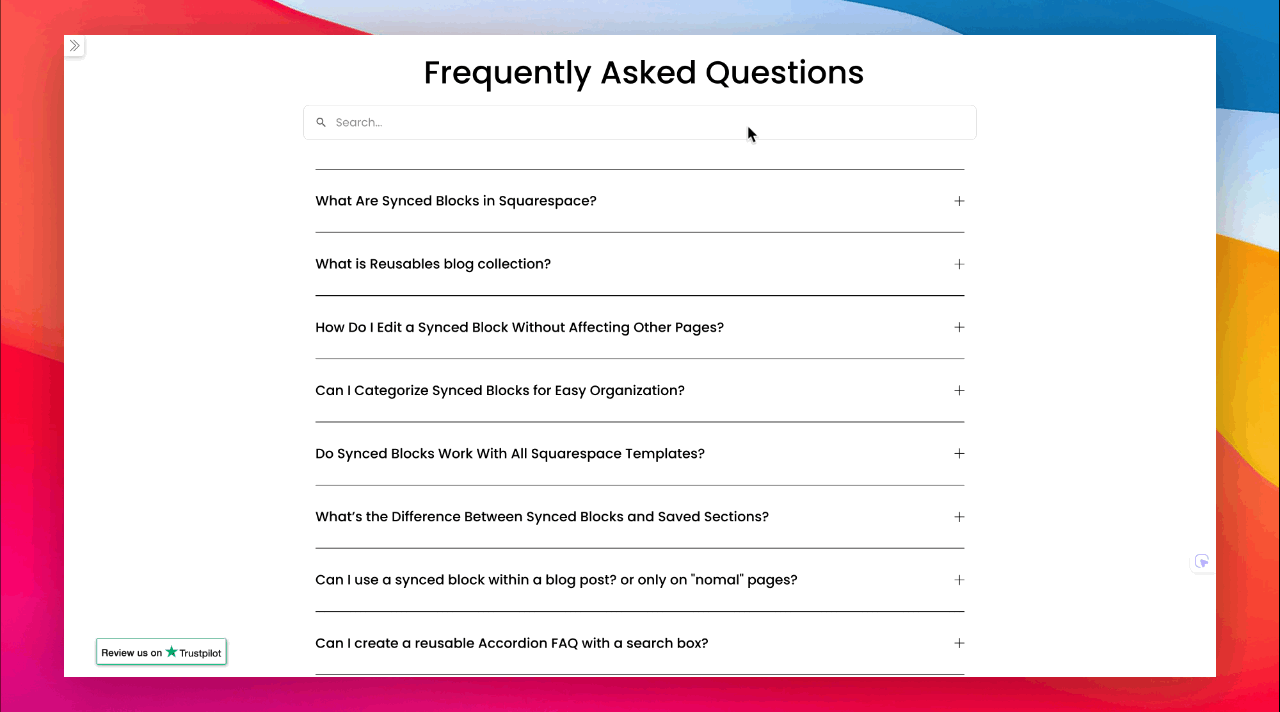 Smart Accordion search box