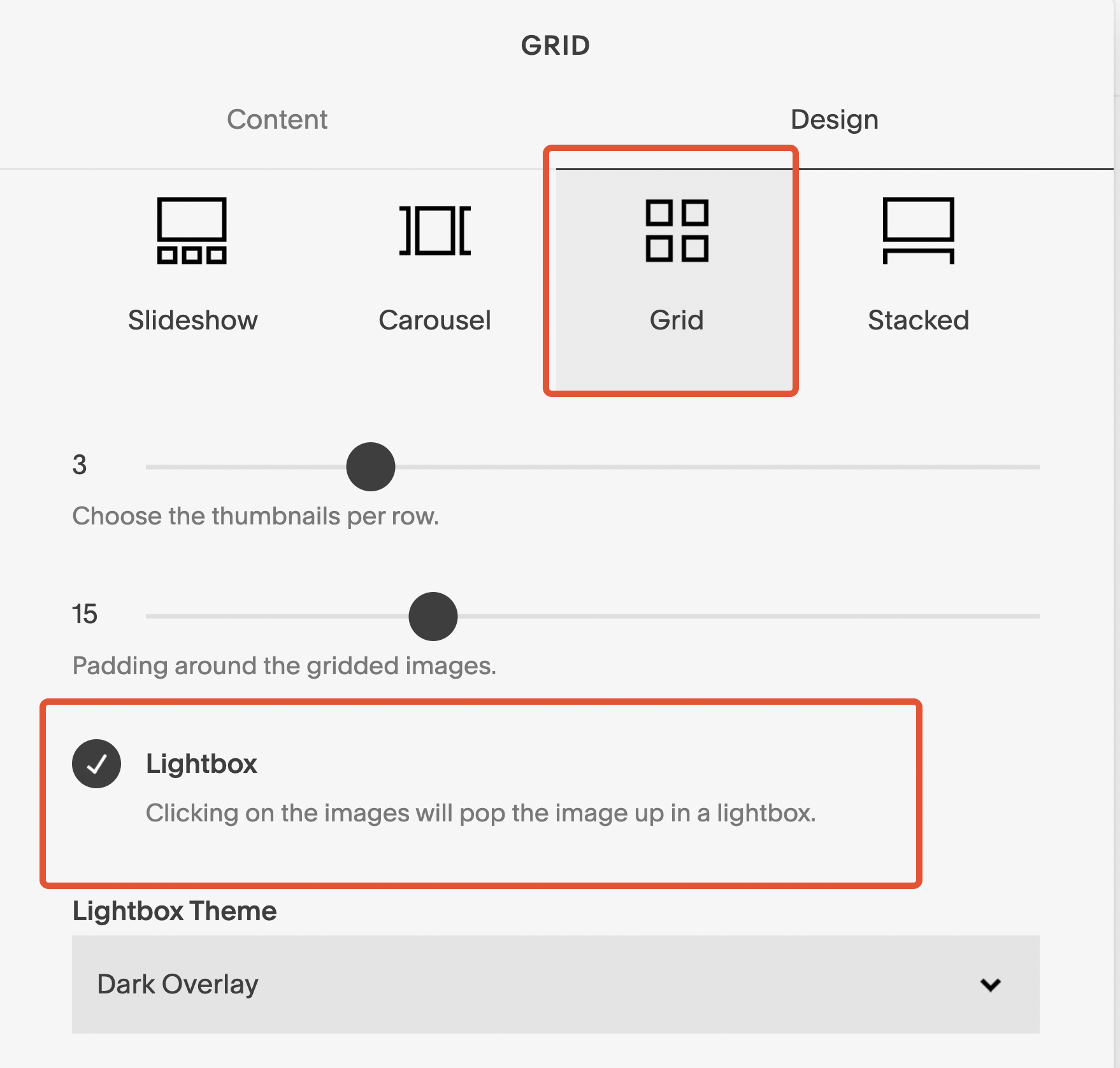 How to enable lightbox for Slideshow, Carousel and Stack Gallery blocks