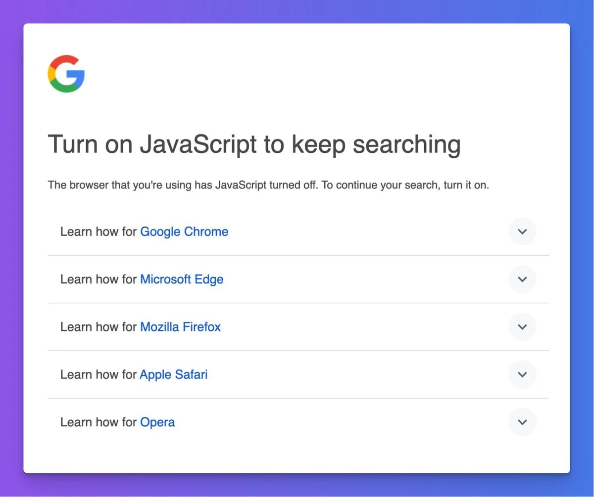 Google begins requiring JavaScript for Google Search