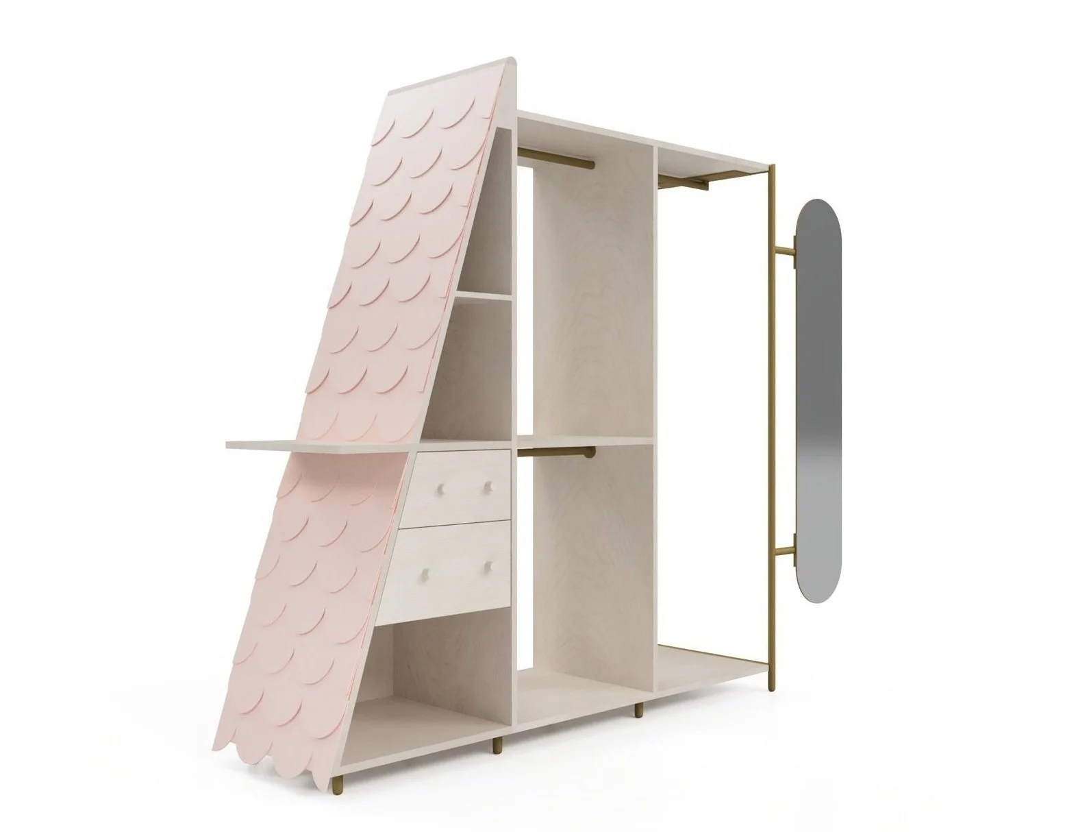 Tog Wardrobe – flat-pack sculptural wardrobe prototype by Indigenous designer Ashley J MacDonald, premiered at New York Design Week 2019