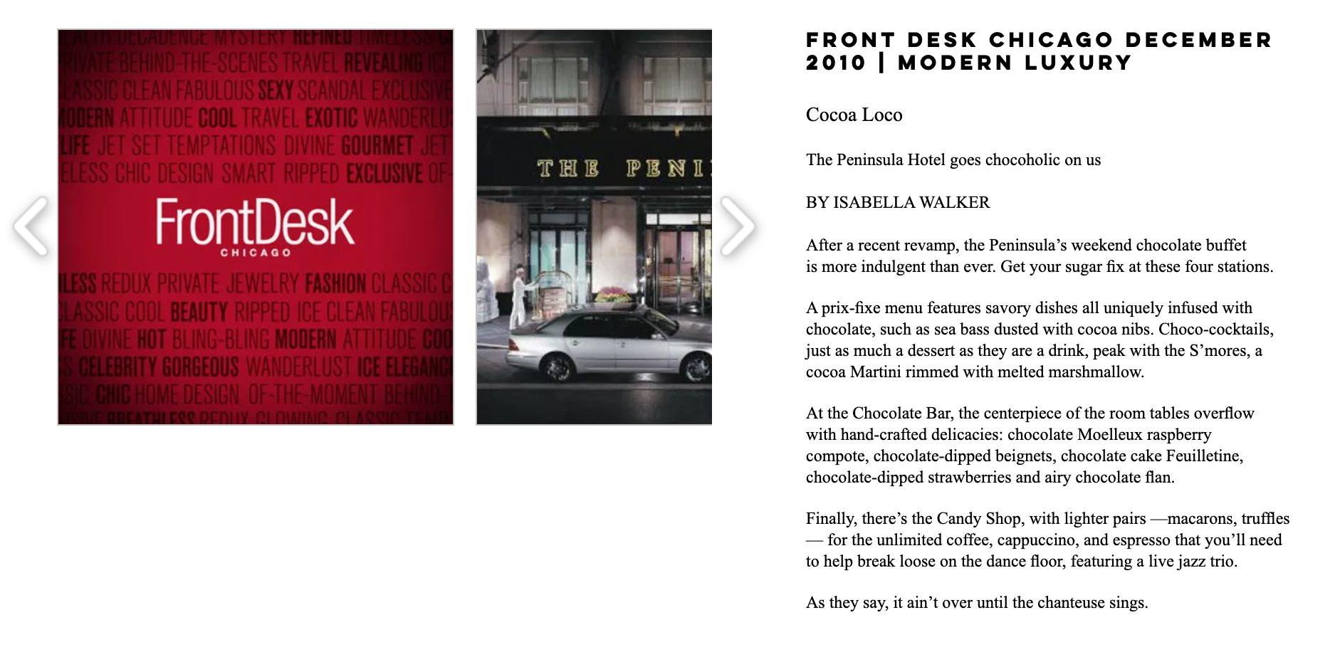 FrontDesk Chicago | The Peninsula | Isabella Walker