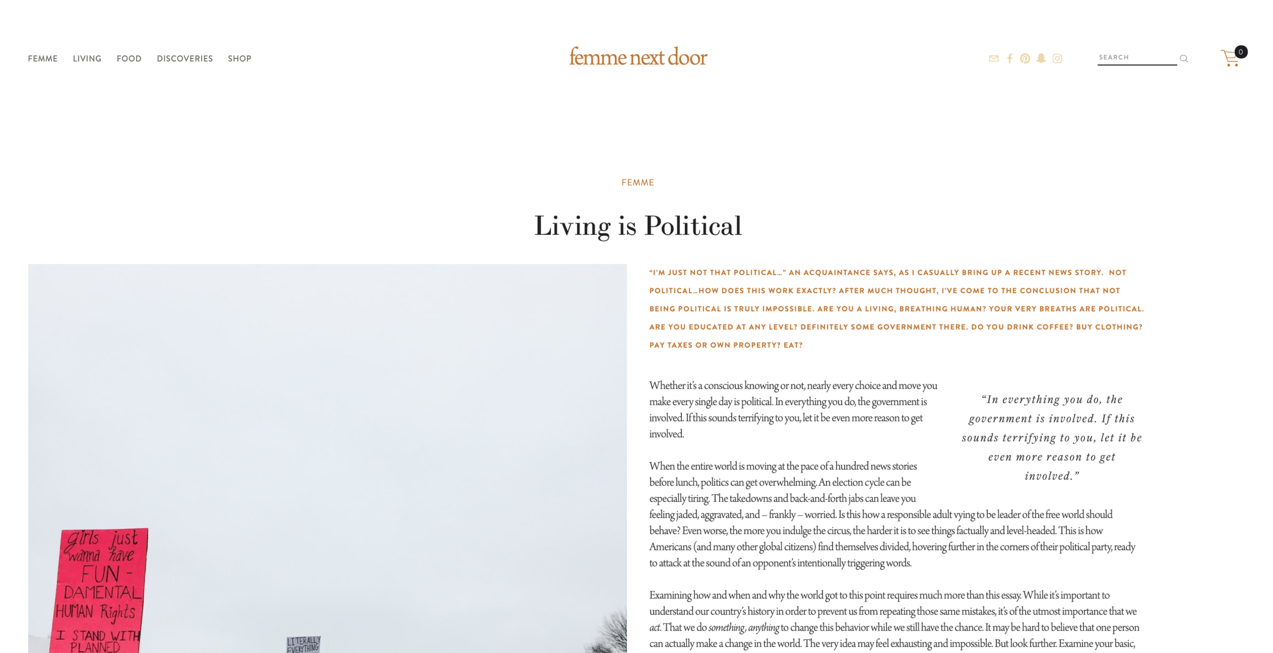 Femme Next Door | Living is Political | Isabella Walker