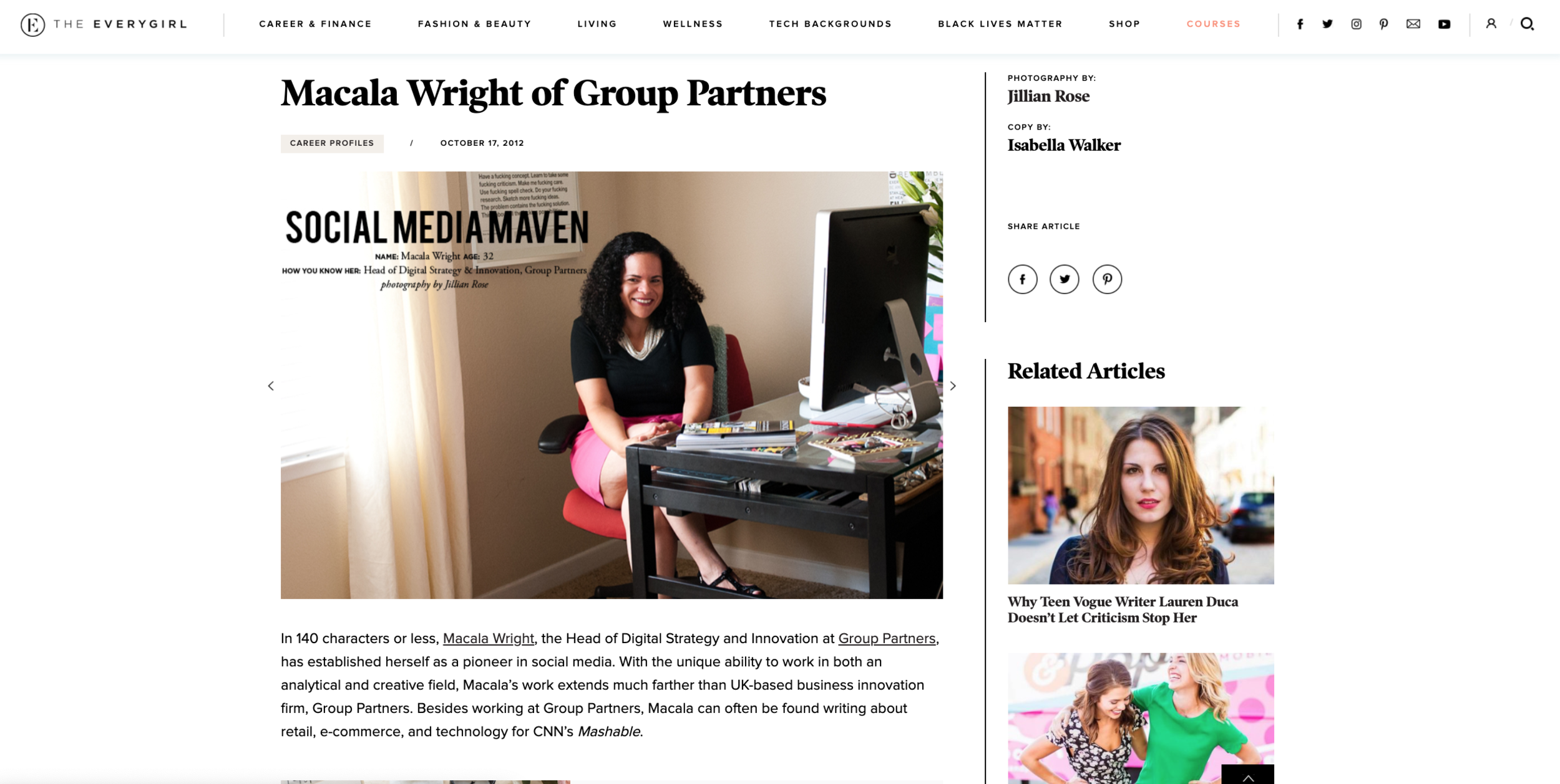 The Everygirl | Macala Wright of Group Partners Interview | Isabella Walker