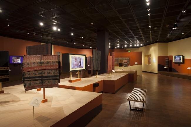 Timor Textiles (2016) - full exhibit build featuring exotic wood veneer cases.