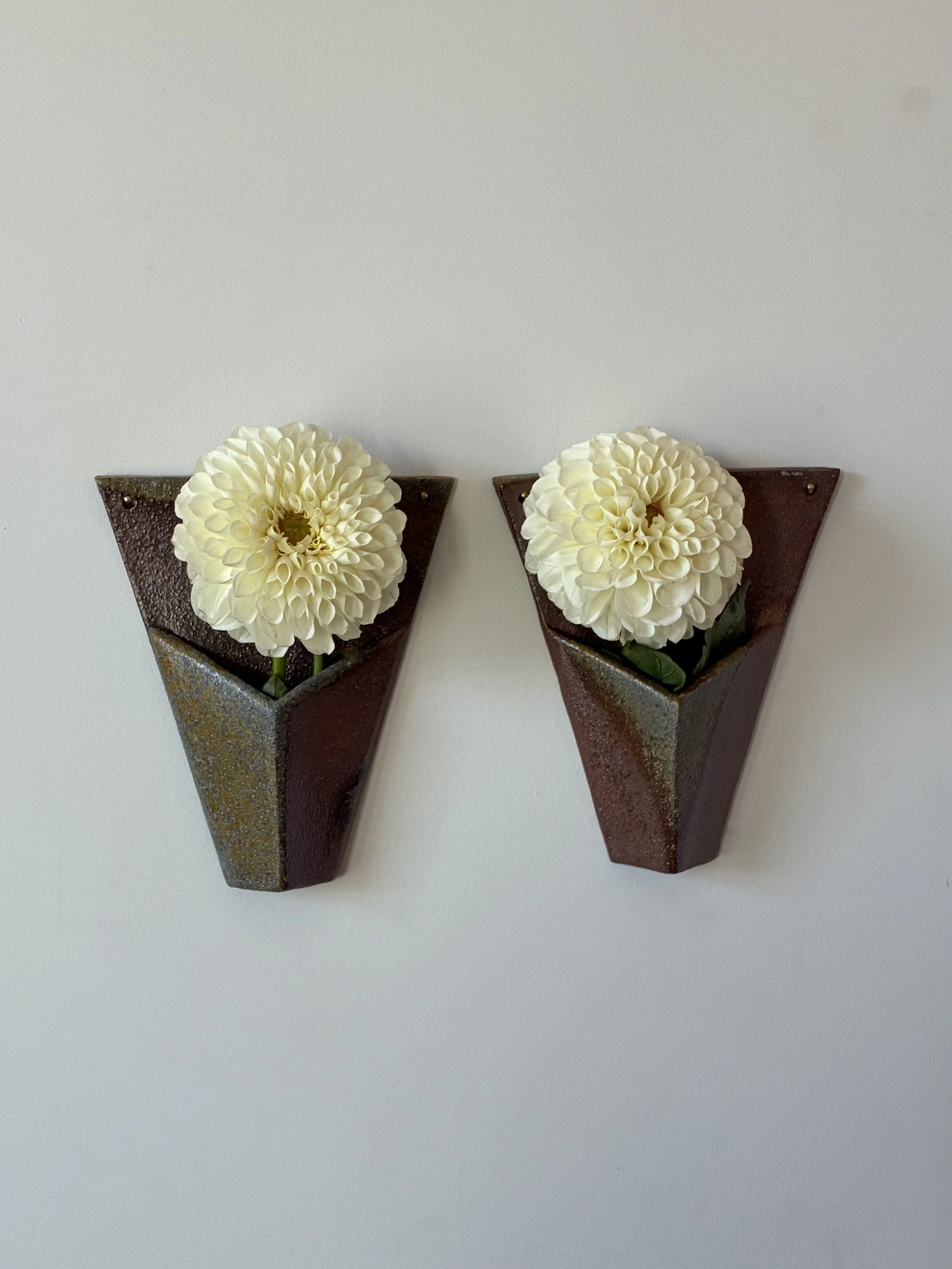 Twin wall-mounting vases, inspired by holy water basins in my grandparents' home