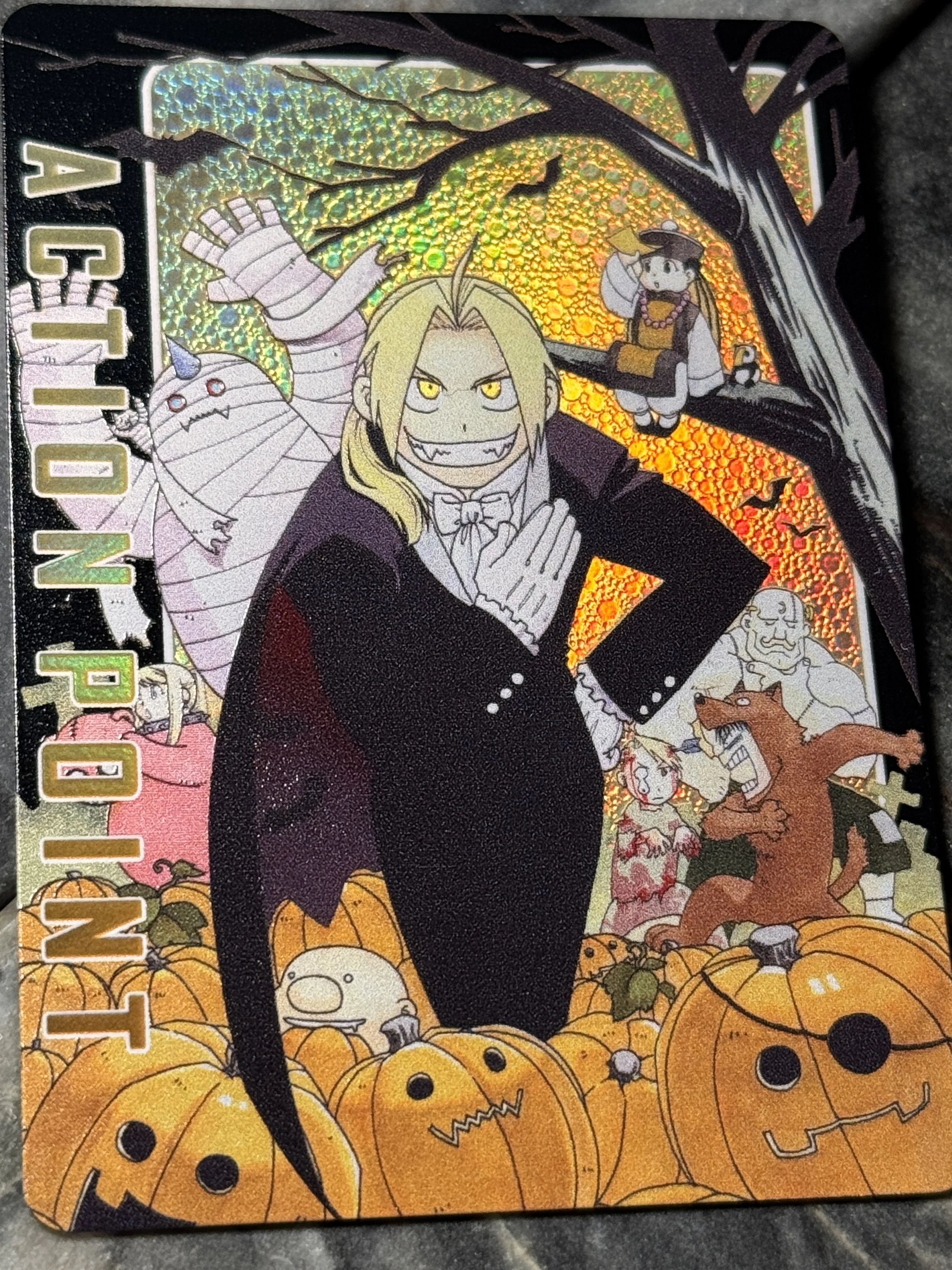 Full Metal Alchemist Full- Art Textured Holographic Halloween Action Point Card