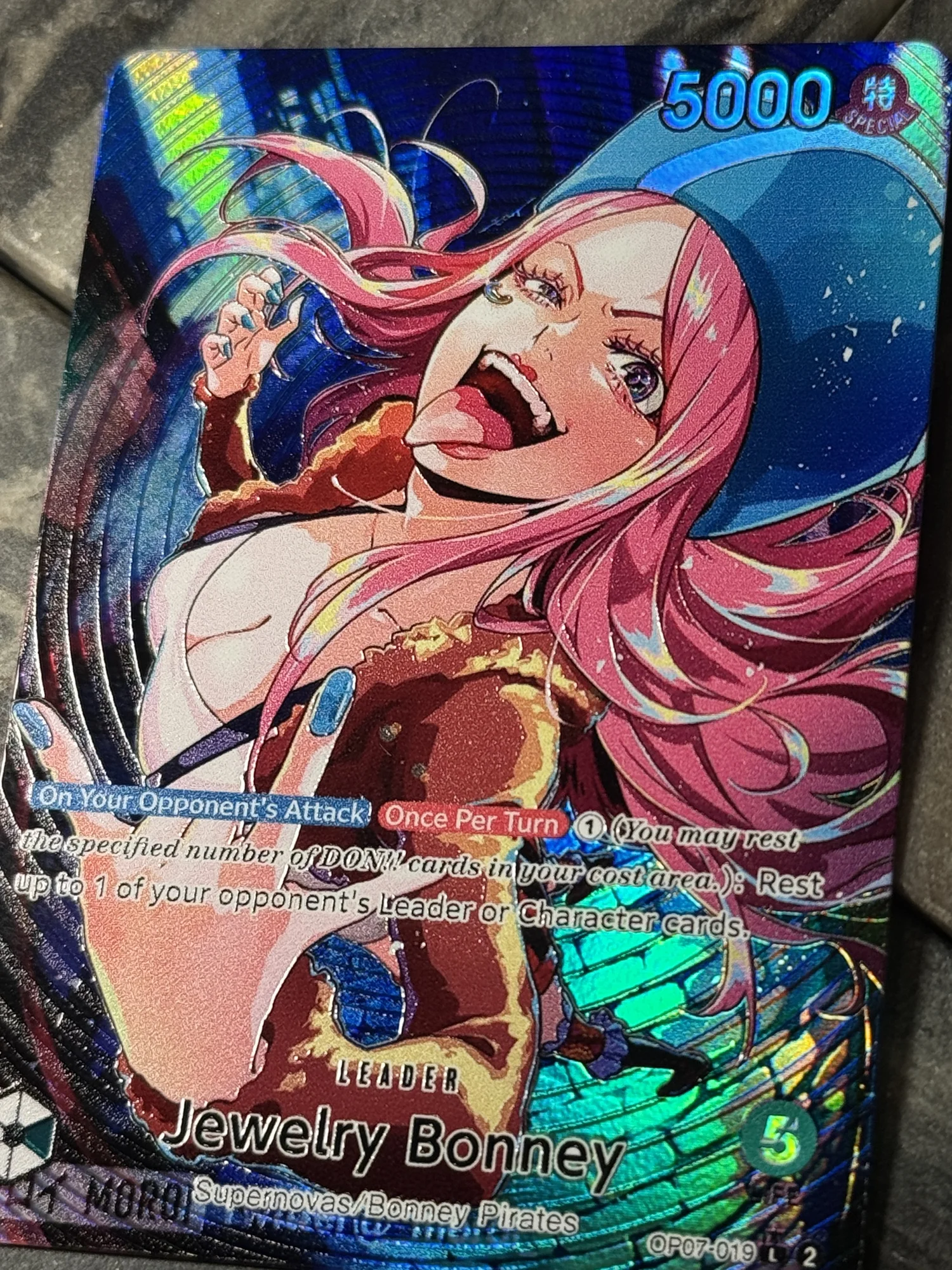 one piece card game bonney Green Jewlery Leader Full art Borderless Holographic — DavidsonTCG cards in your cost area.) Bonney's back in action! 🥰🏴‍☠️