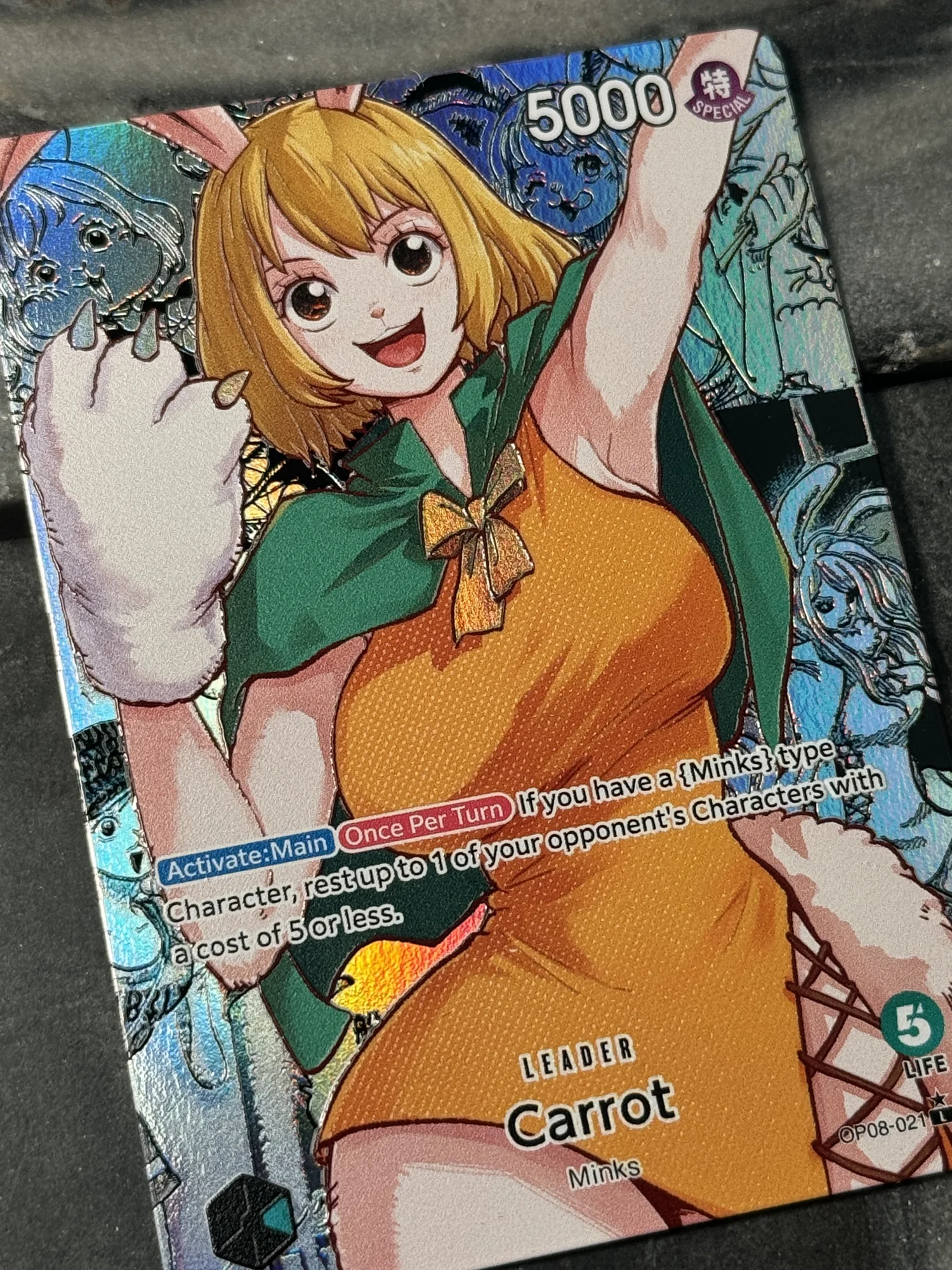 One Piece Carrot OP08-021 Leader Card Full art Borderless