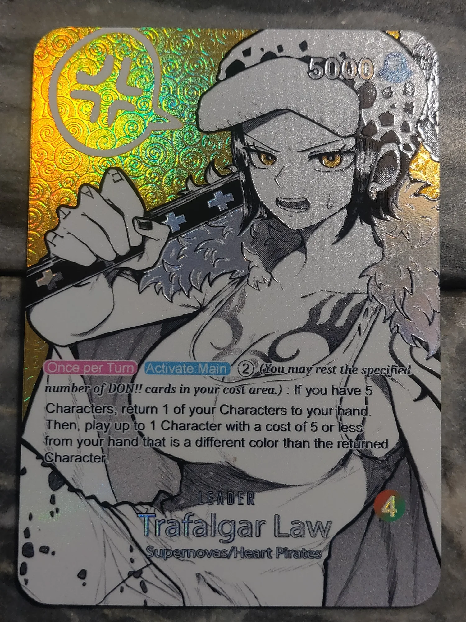 One Piece FEMALE ALTERNATE Trafalgar Law Multicolor OP01 Leader Card   DavidsonTCG