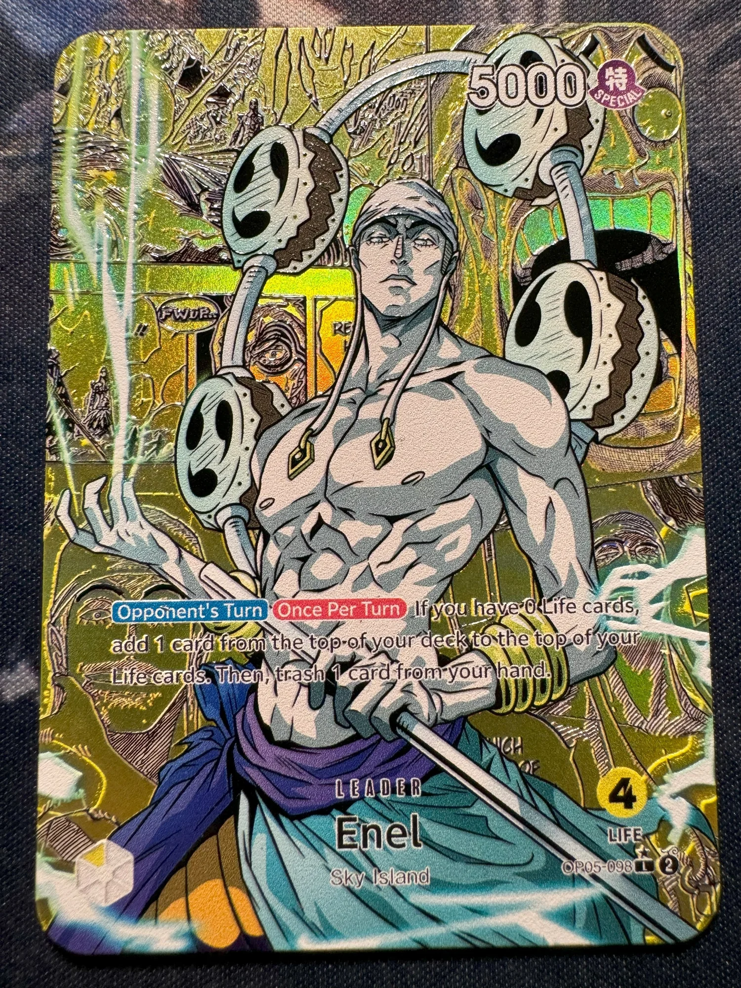 One Piece Yellow Enel OP05 Leader Card Full art Borderless Holographic DavidsonTCG One Piece Yellow Enel OP05 Leader Card Full art Borderless Holographic DavidsonTCG