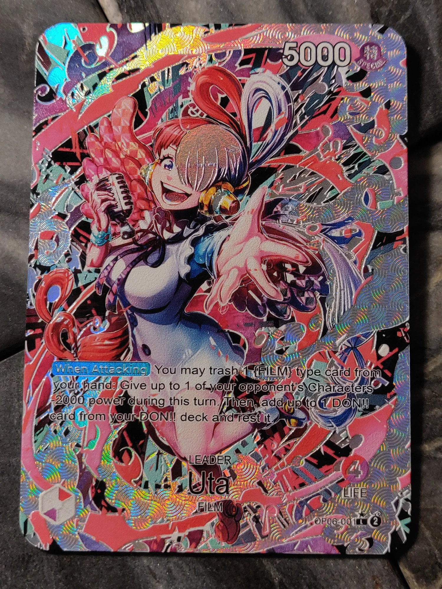 One Piece UTA OP06 Leader Card Full art Borderless Holographic 