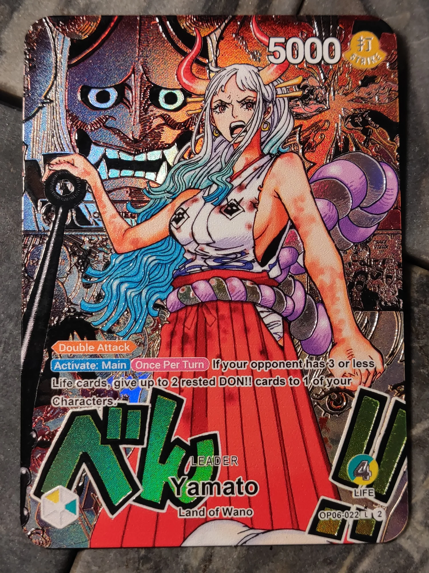 One Piece Yellow Green Yamato OP06 Leader Card Manga Edition Full art  Borderless Holographic  DavidsonTCG