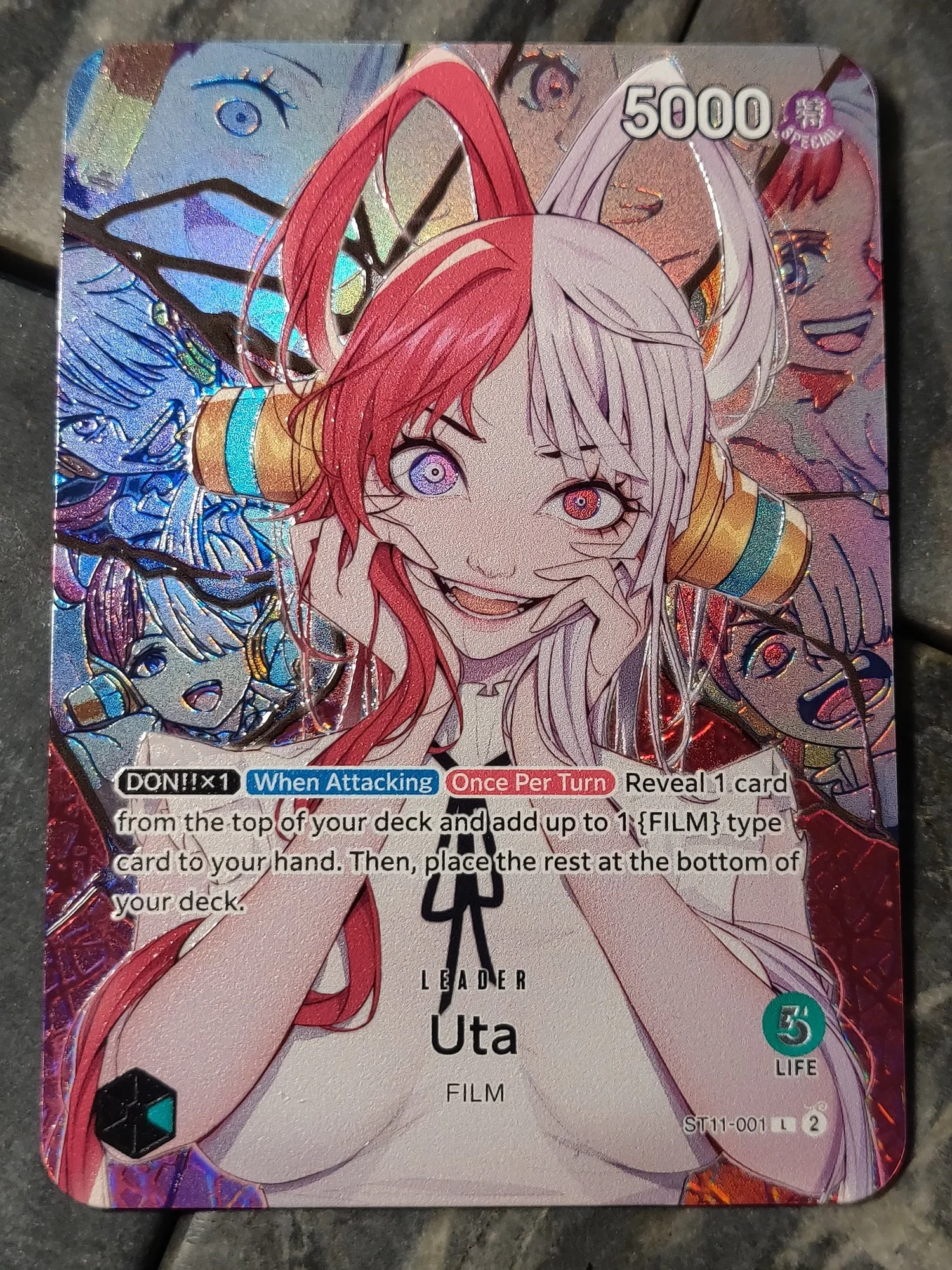One Piece UTA ST11-001 Leader Card Full art Borderless Holographic   DavidsonTCG