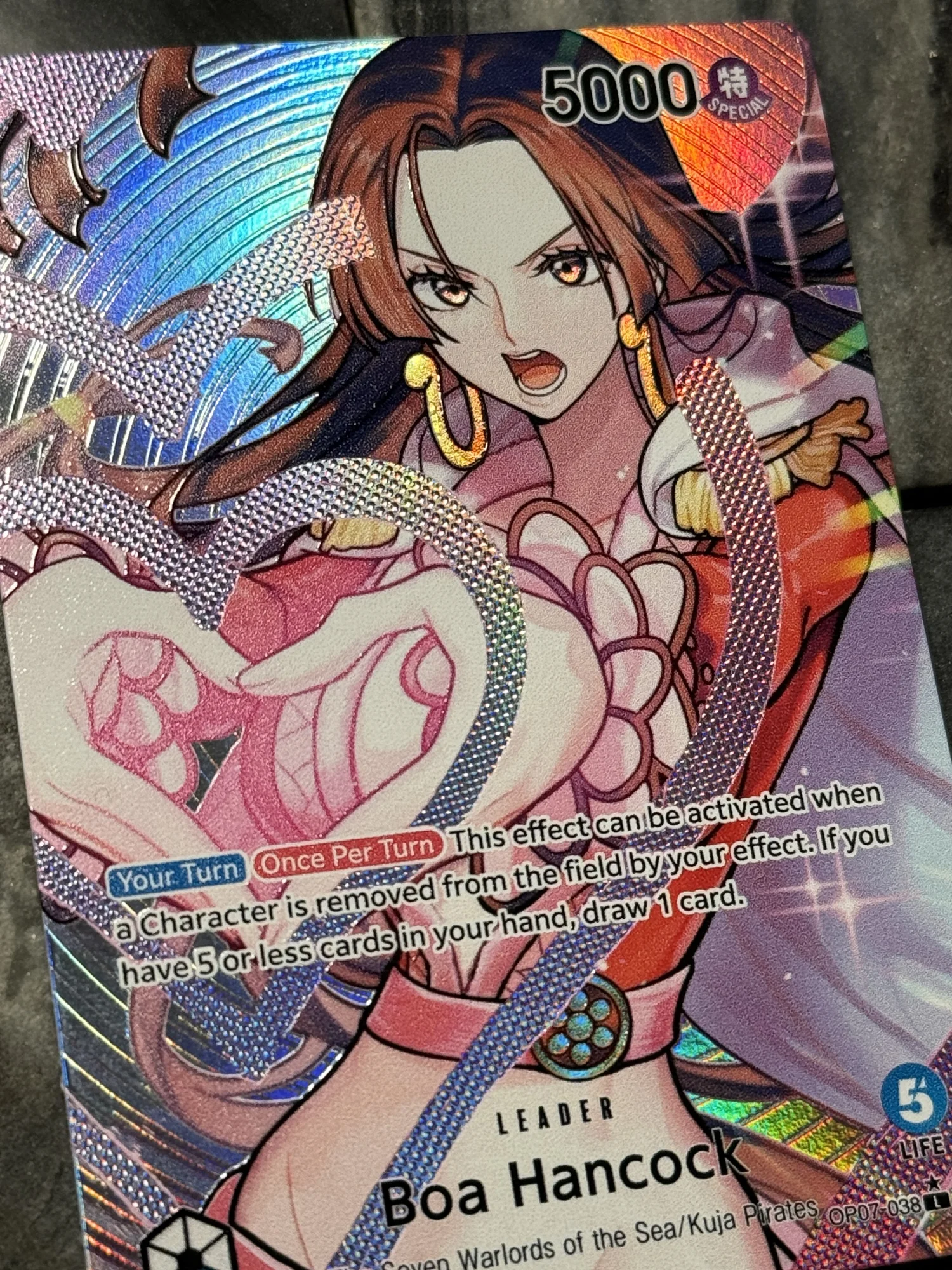 One Piece Blue Boa Hancock OP07 Leader Card Full art Borderless