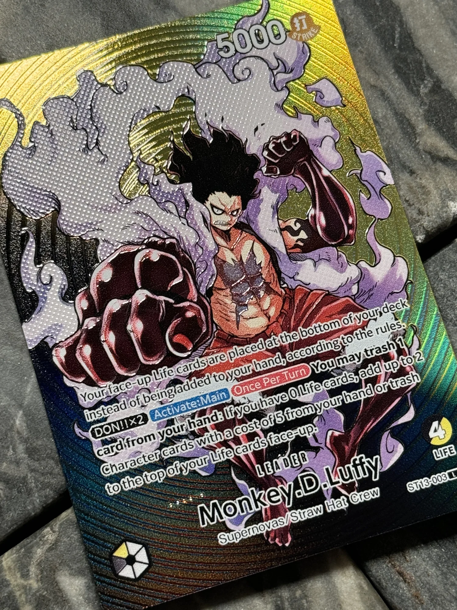 One Piece Black Yellow Luffy ST13 Leader Card Full art Borderless  Holographic (Copy)  DavidsonTCG