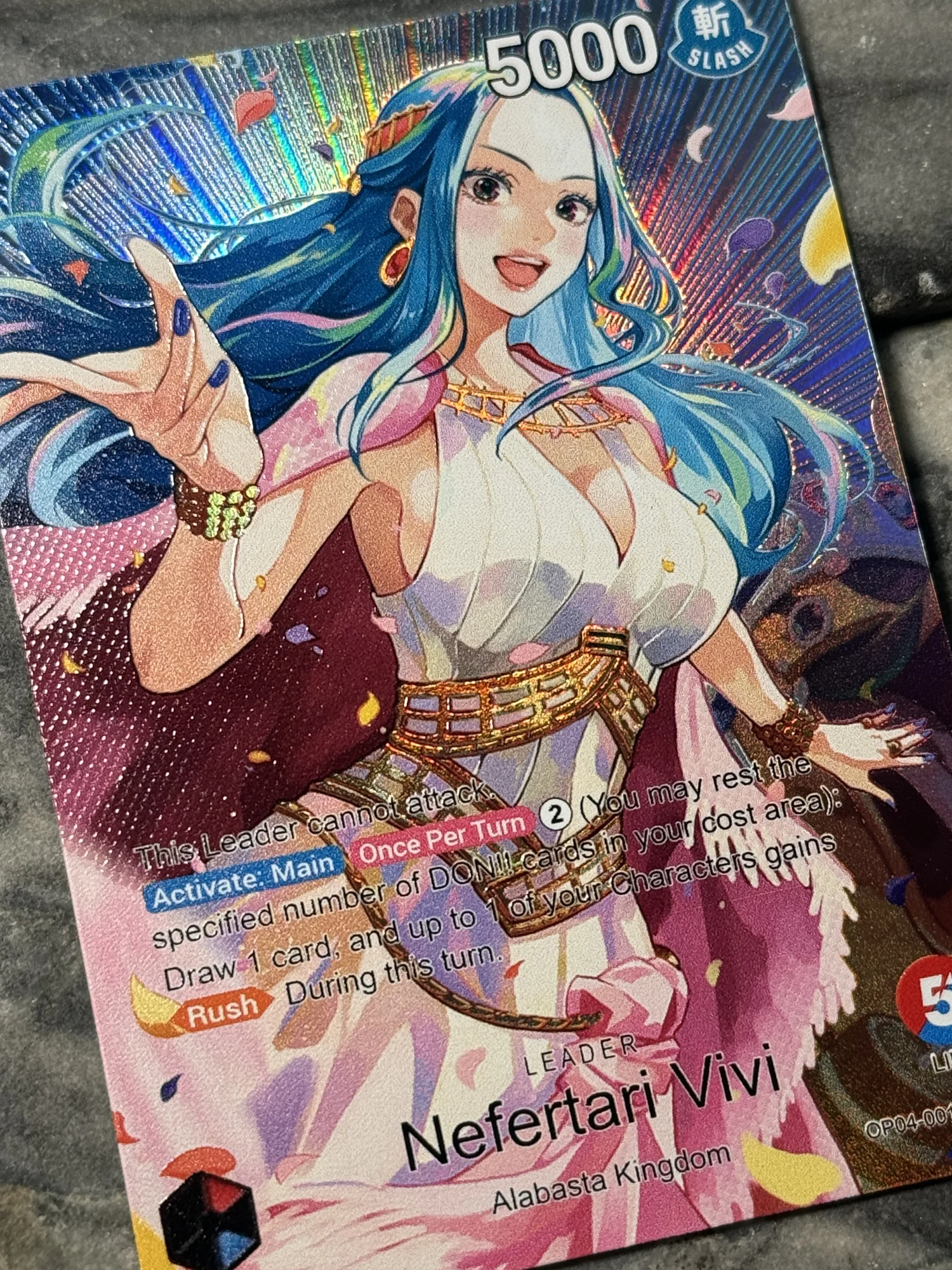 One Piece Red Blue Vivi Leader Card Full art Borderless