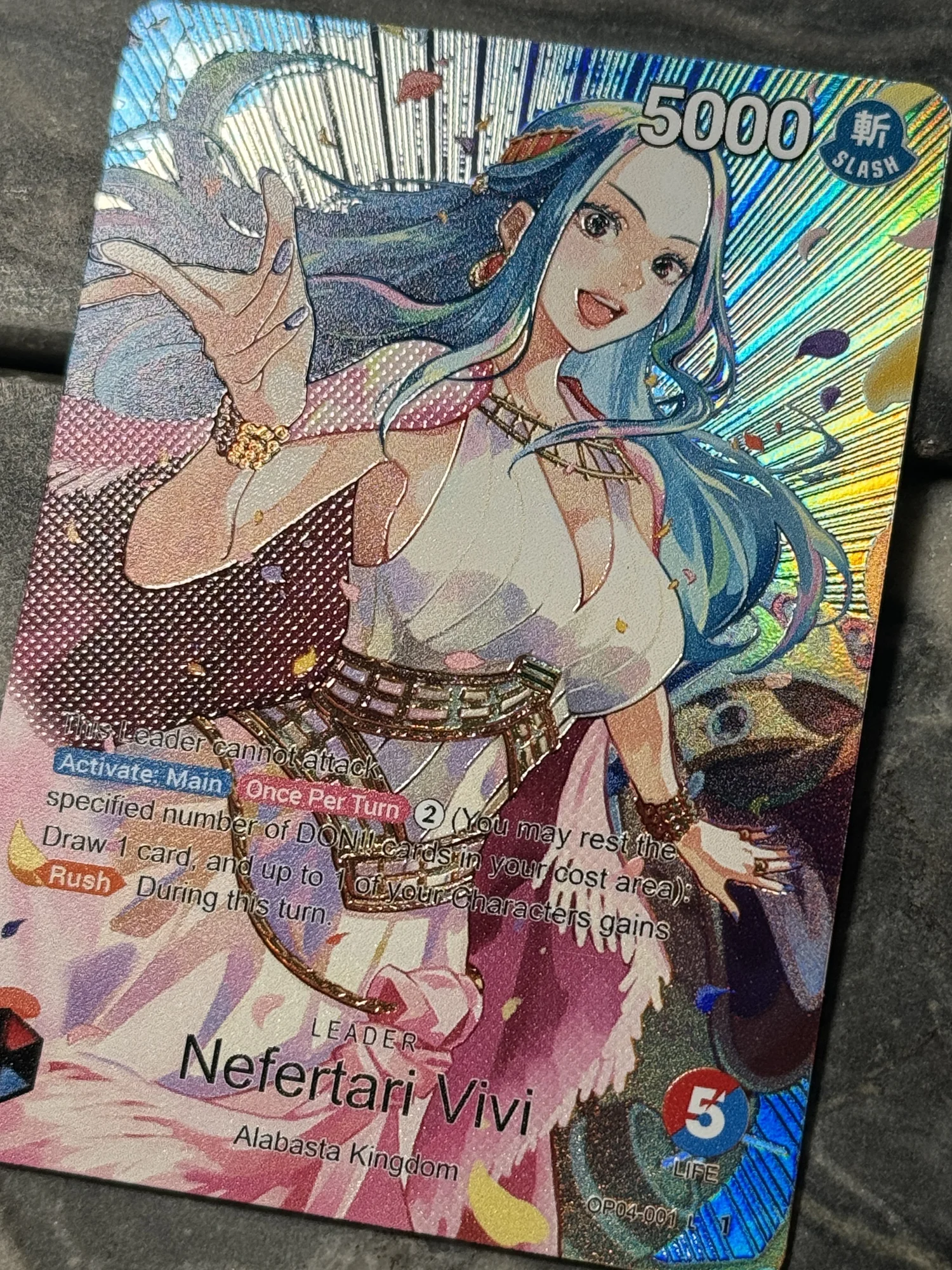 One Piece Red Blue Vivi Leader Card Full art Borderless Holographic   DavidsonTCG
