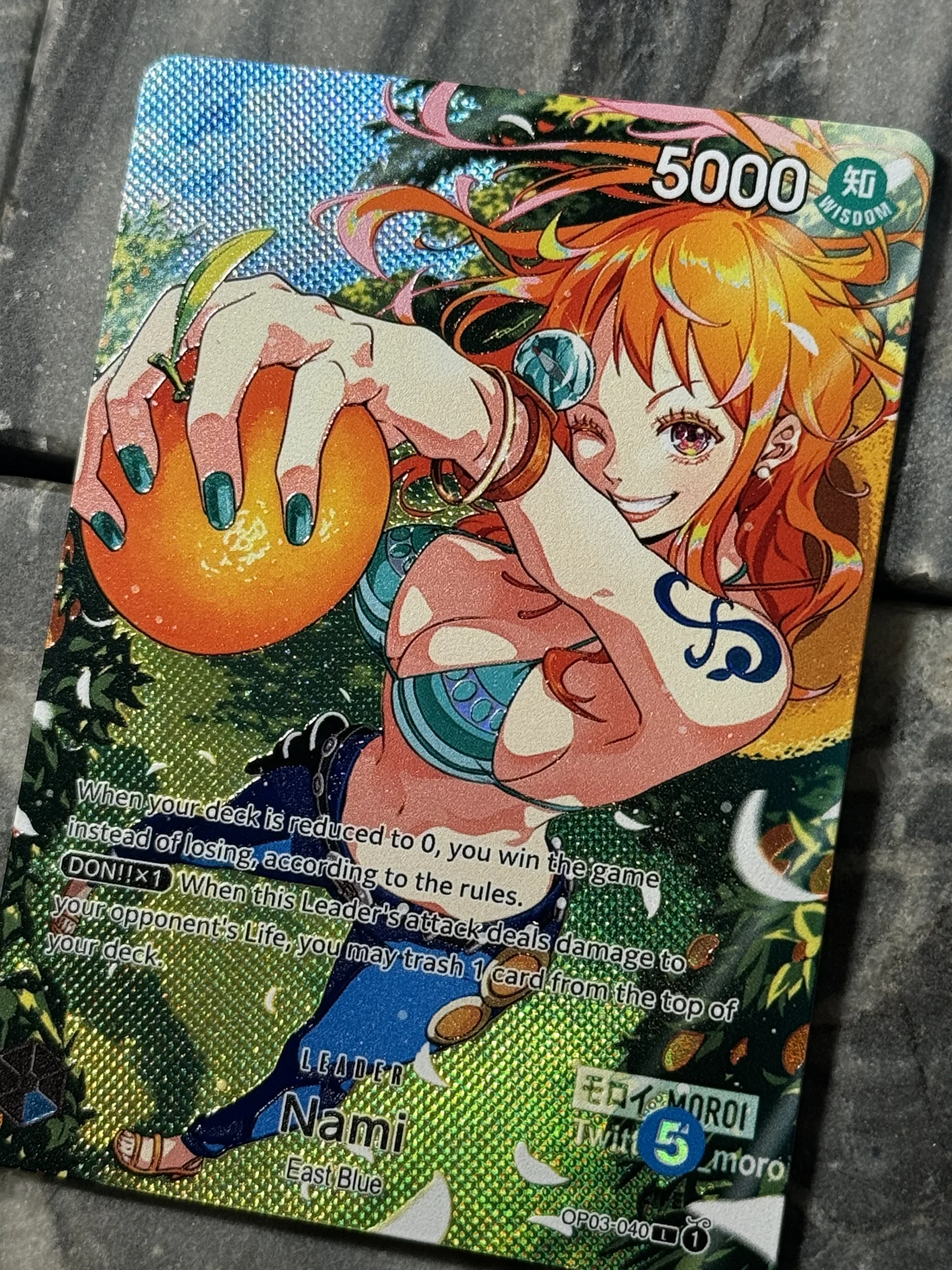 One Piece Nami OP03-040 Leader Card Full art Borderless