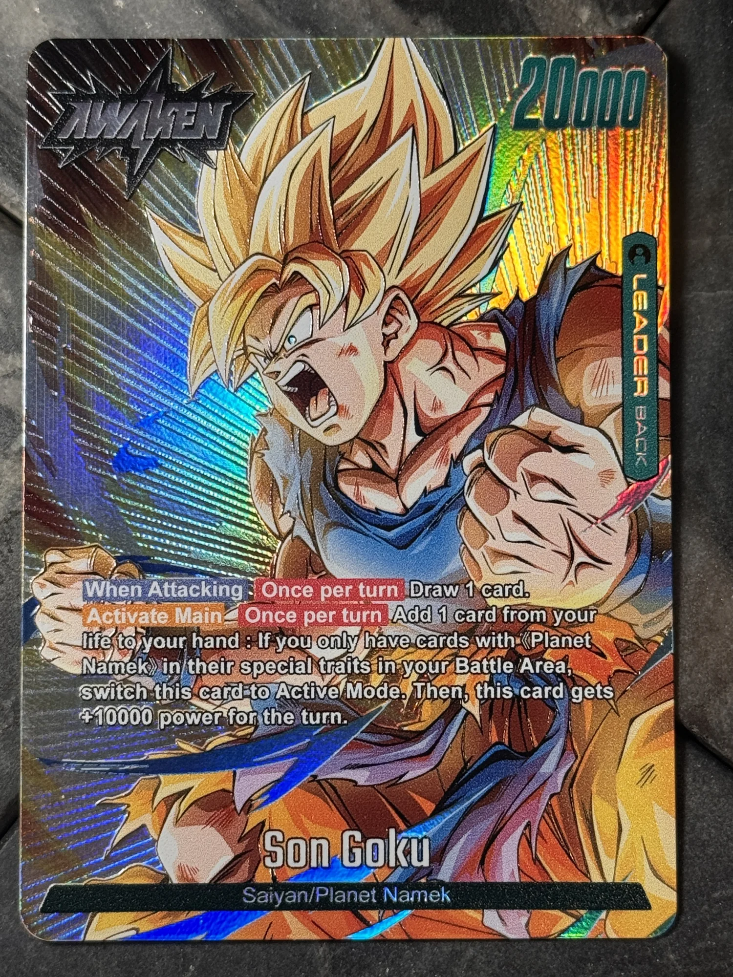 Dragon Ball Fusion world Green Planet Namek Goku Leader card