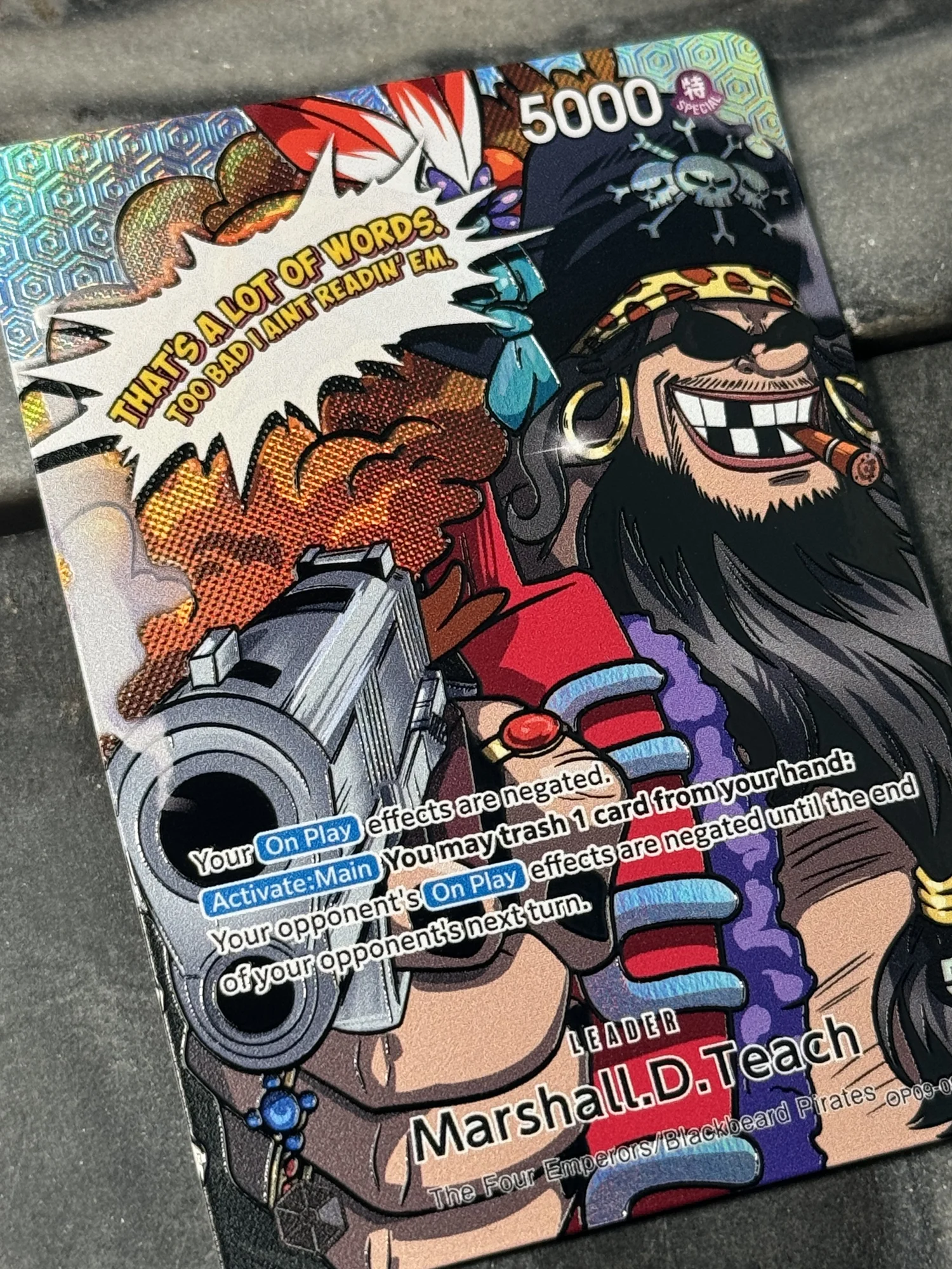 One Piece Black Beard OP09-081 Leader Card Full art Borderless