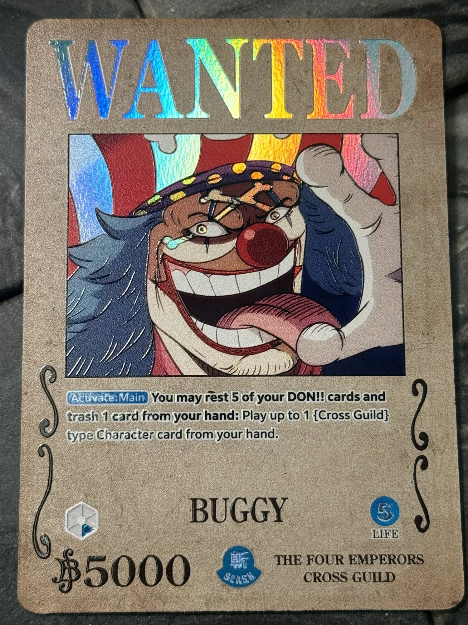 One Piece Buggy Leader Card Wanted Edition Holographic — DavidsonTCG