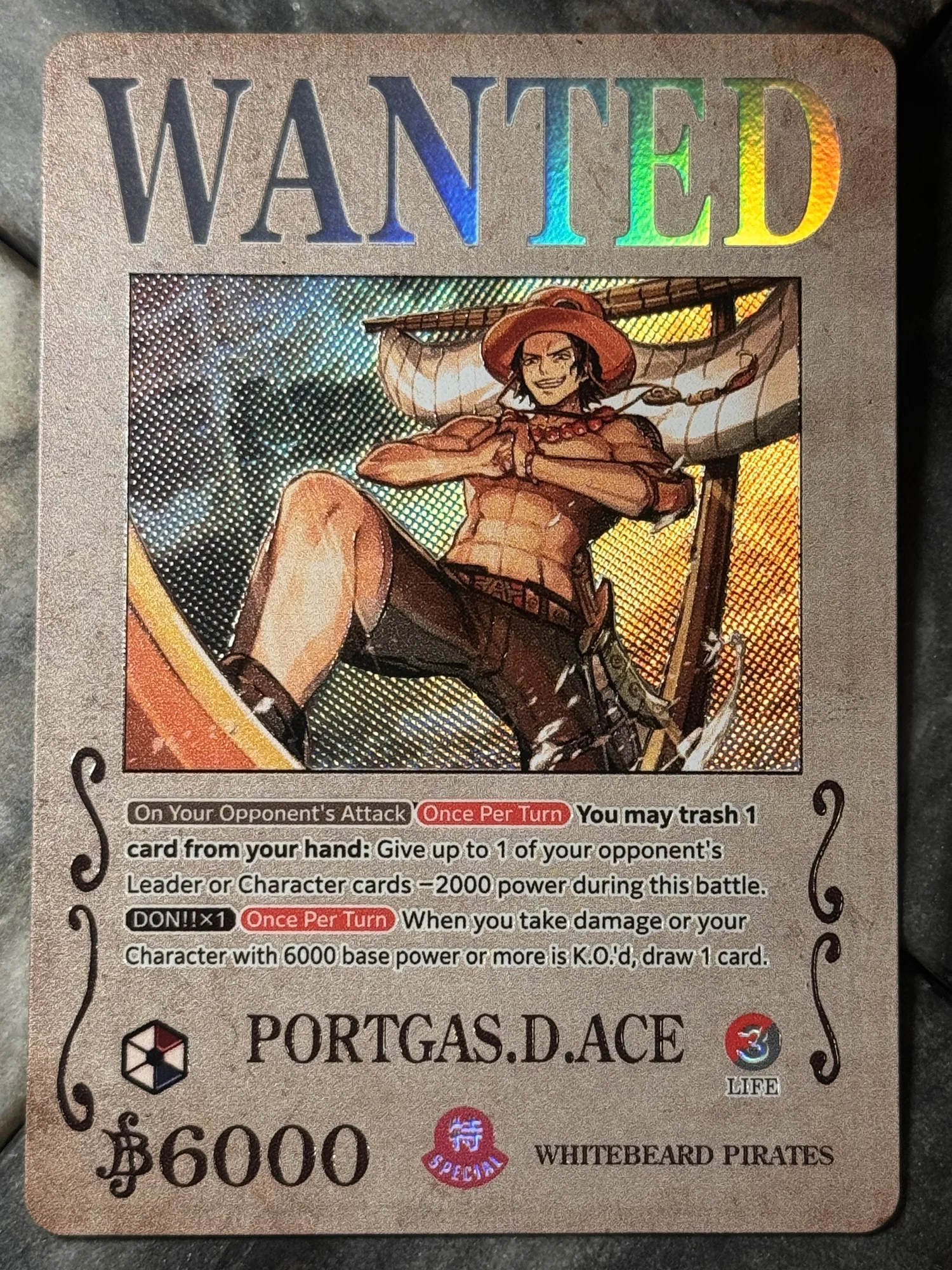 ONE PIECE カードゲーム ポートガス・D・エース WANTED One Piece Red/Blue OP13 Portgas D Ace Leader Card WANTED poster