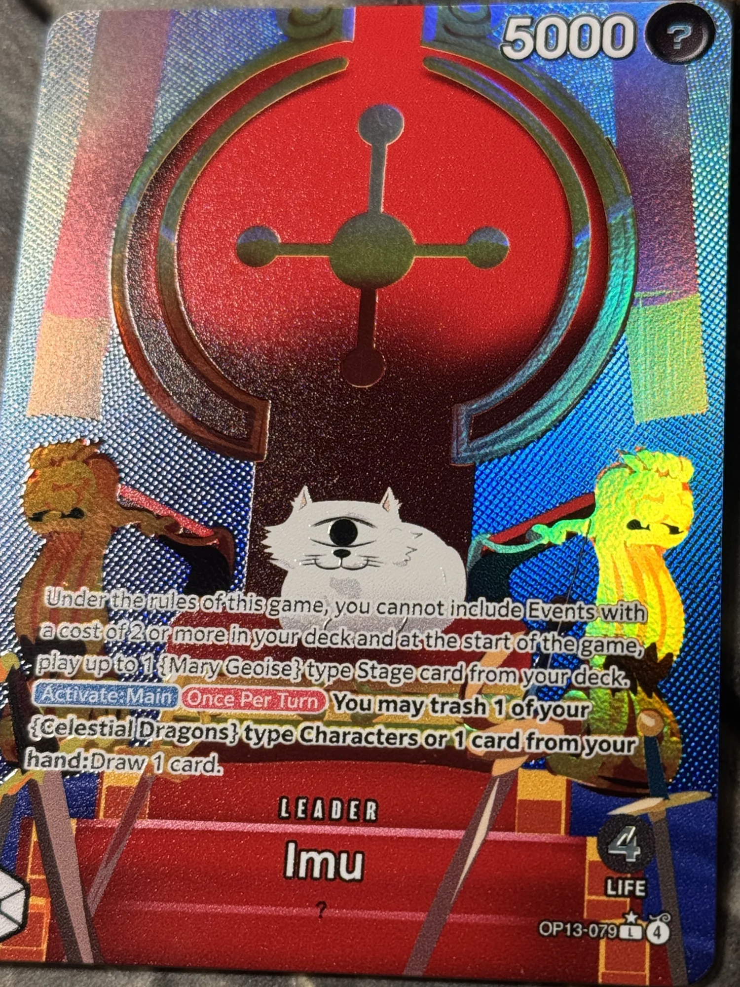 One Piece Black OP13 Imu Leader Card Full art Borderless Holographic   DavidsonTCG