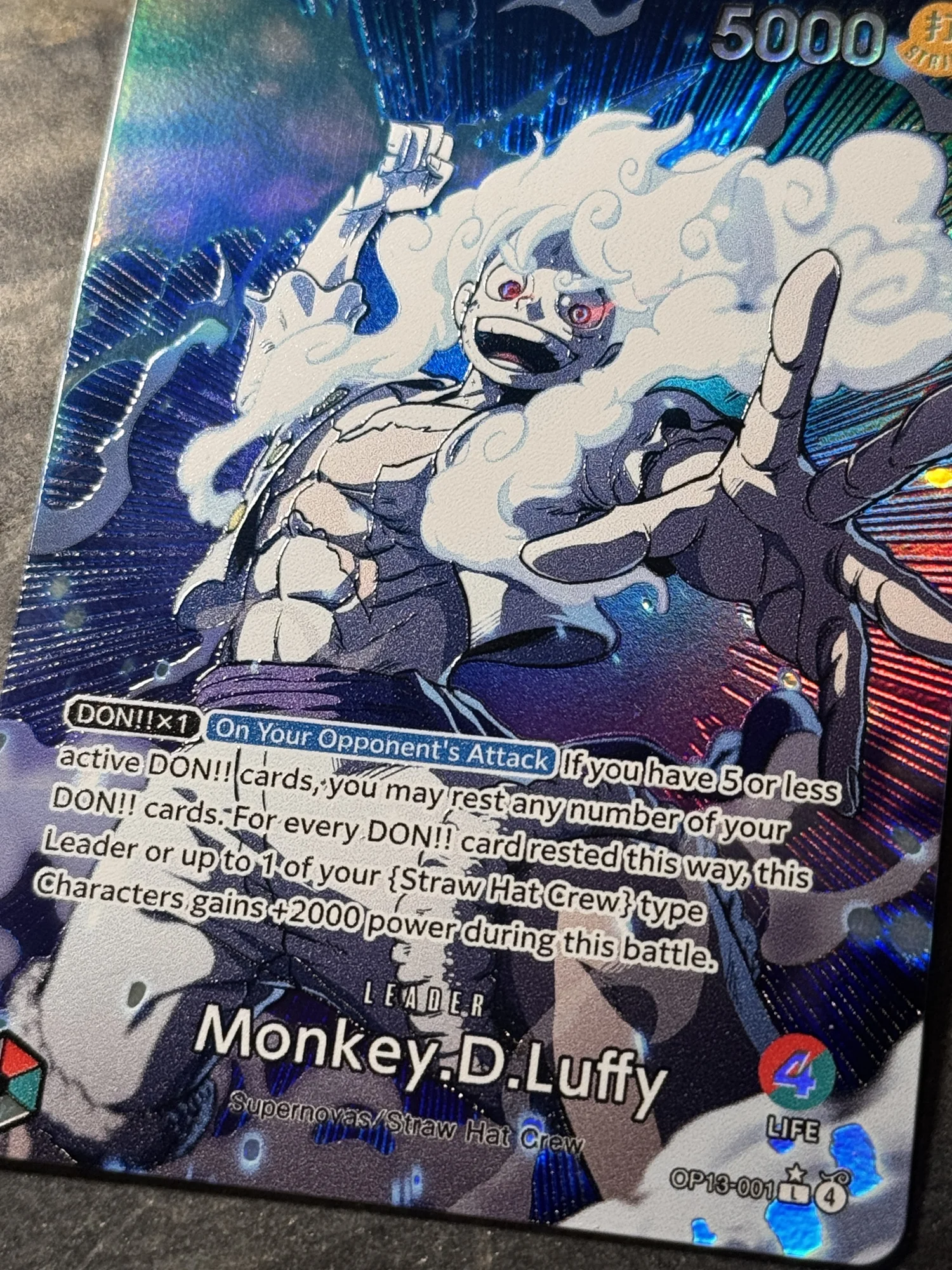One Piece Red/Green OP13 Monkey .D. Luffy Leader Card Full art