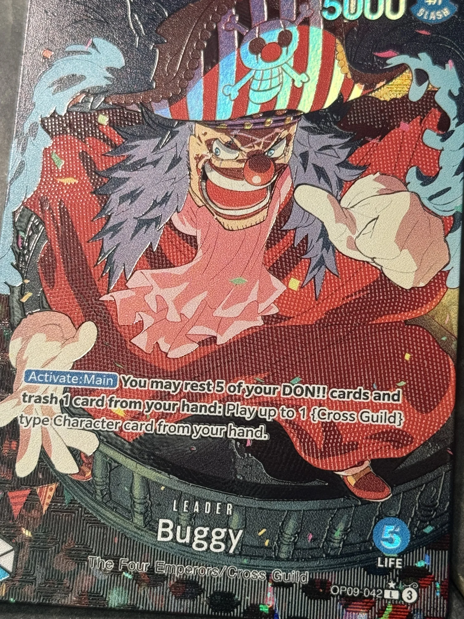 One Piece OP09 Buggy Leader Card Full Art Holographic — DavidsonTCG
