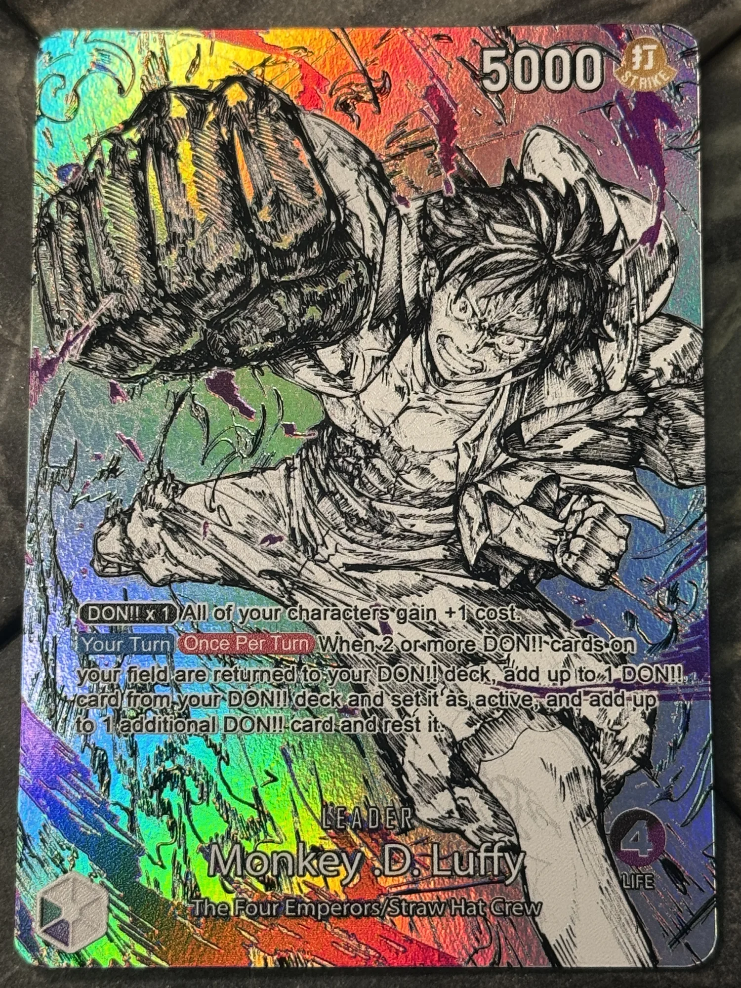 One Piece Black/Purple Monkey D. Luffy OP09 Leader Card Full art Borderless  Holographic  DavidsonTCG