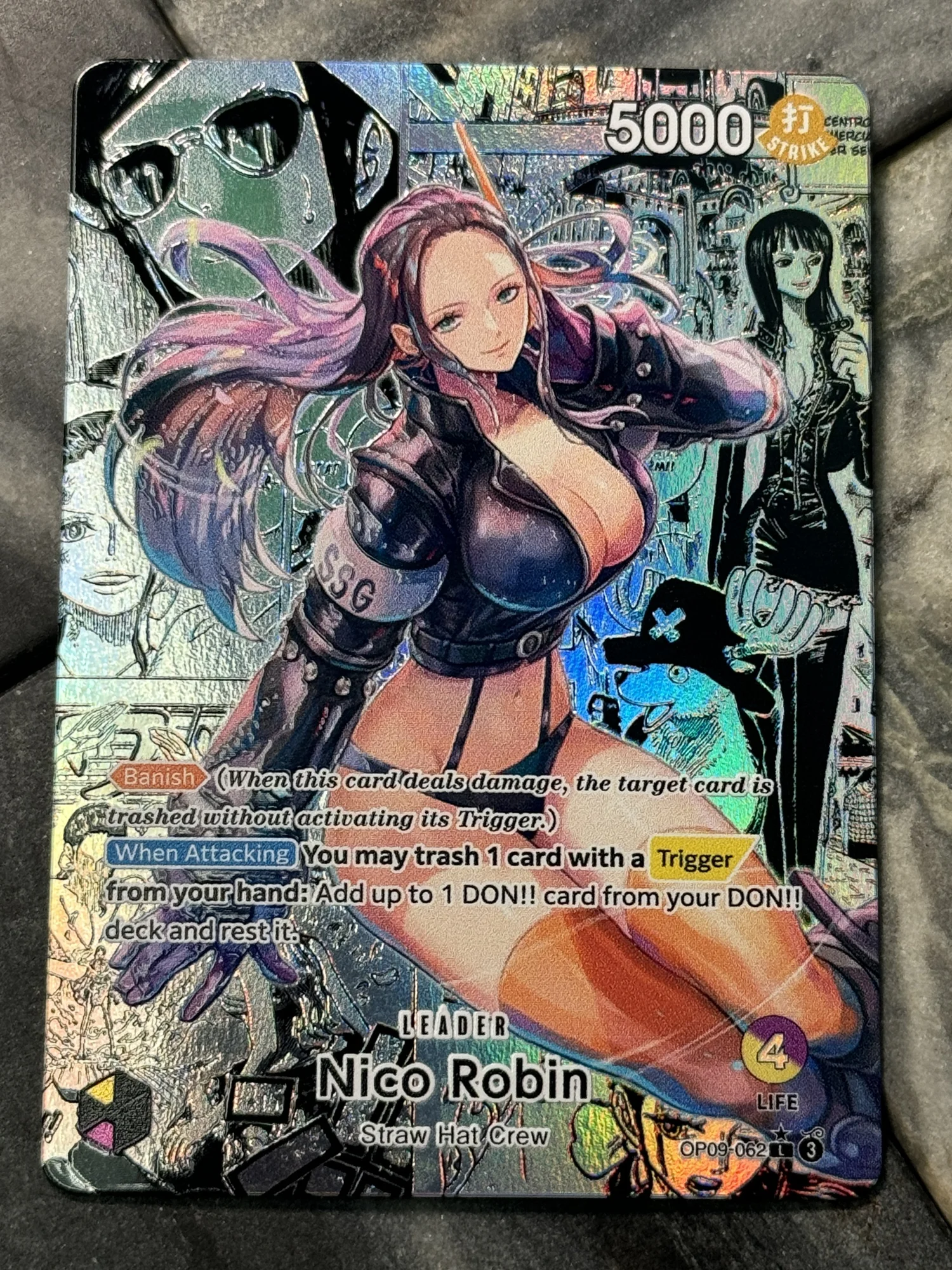 One Piece Purple/Yellow Nico Robin OP09 Leader Card Edition Full art  Borderless Holographic Manga Edition  DavidsonTCG