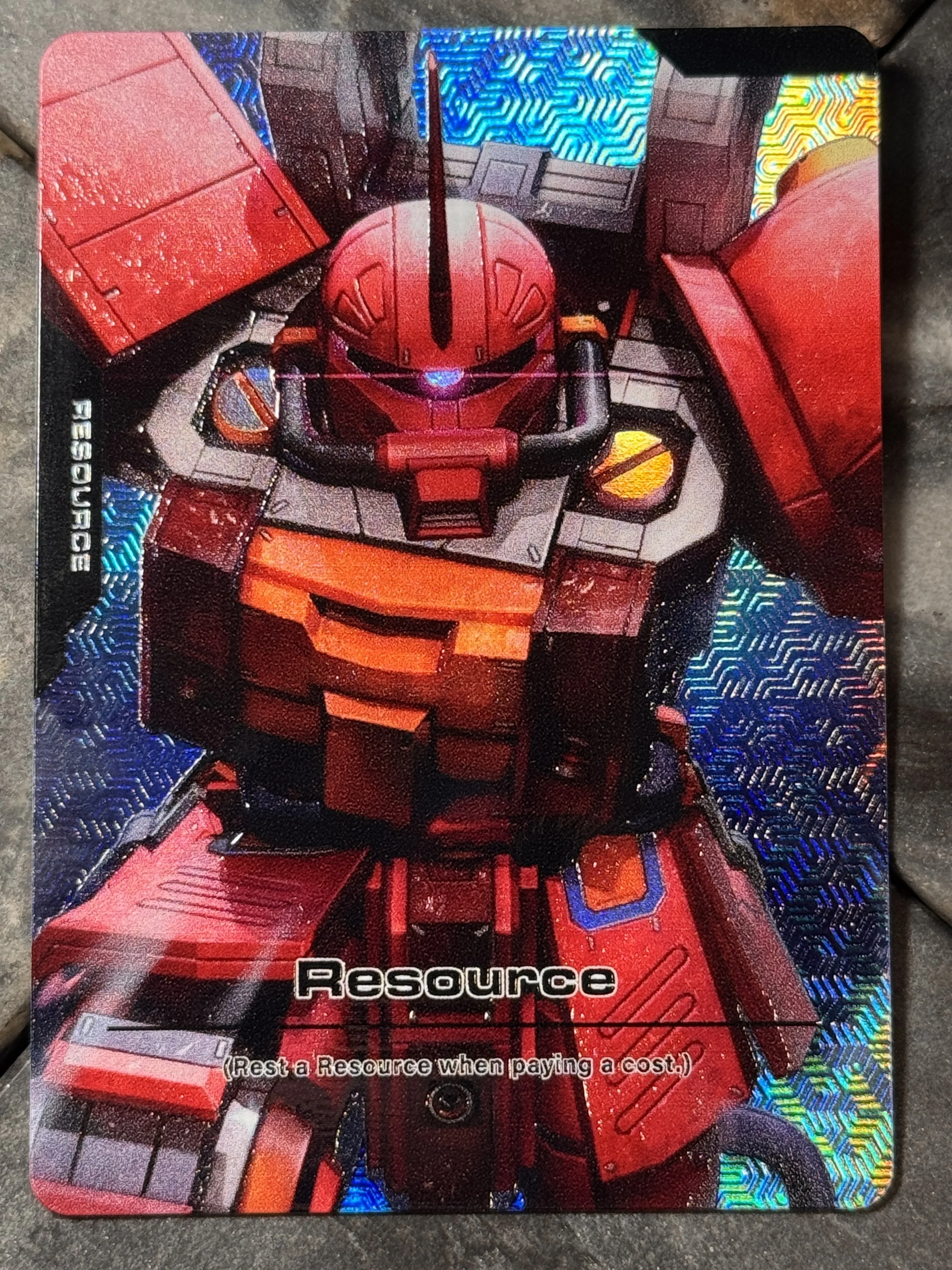 Gundam Card Game - Zaku ii Full-Art Textured Holographic Resource Card (RS026)