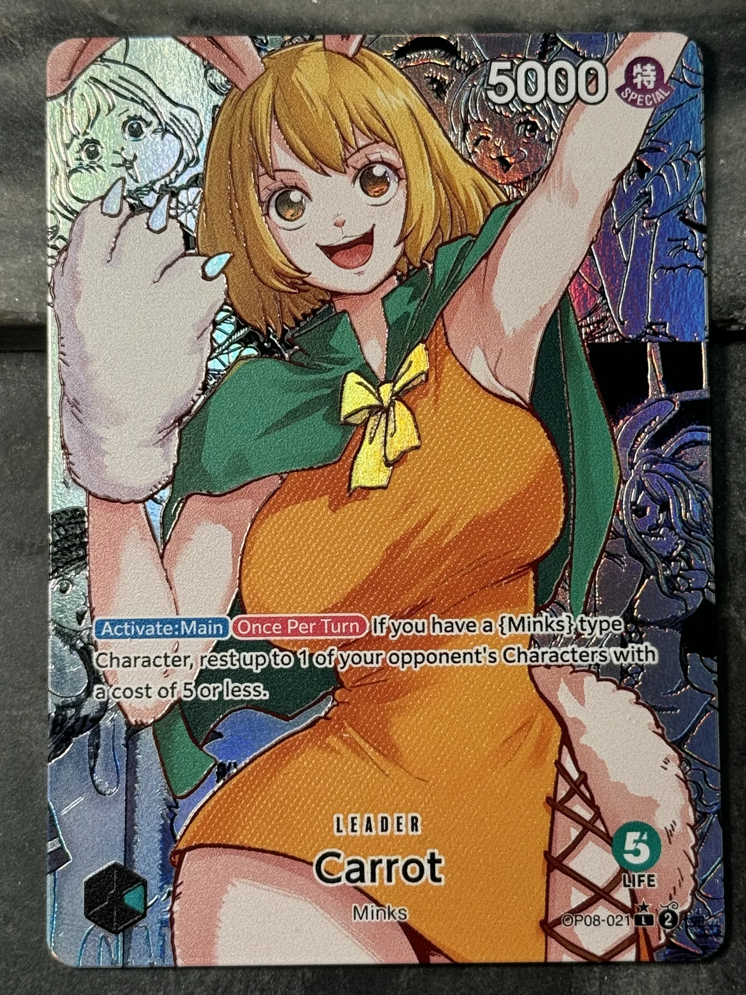 One Piece Carrot OP08-021 Leader Card Full art Borderless