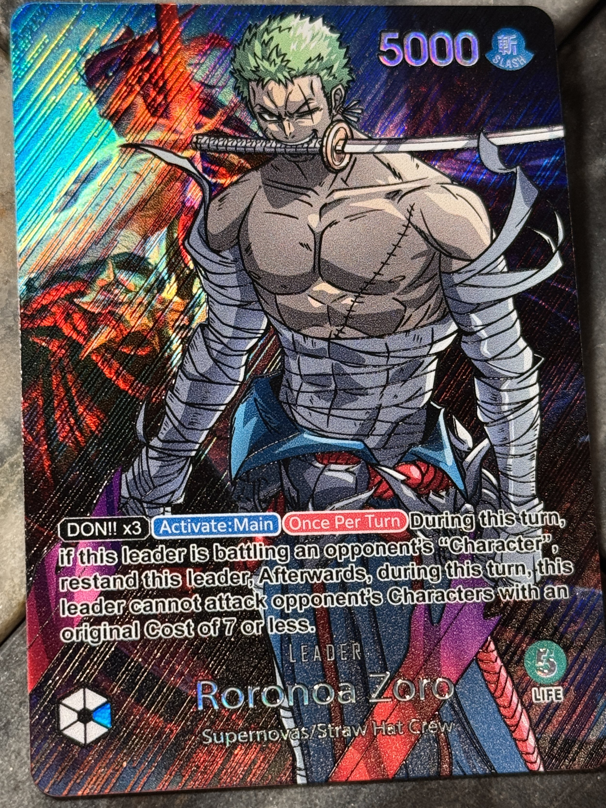 OP League of Legends Crossover OP12 Green Zoro Yone Leader Card Full-Art Holographic