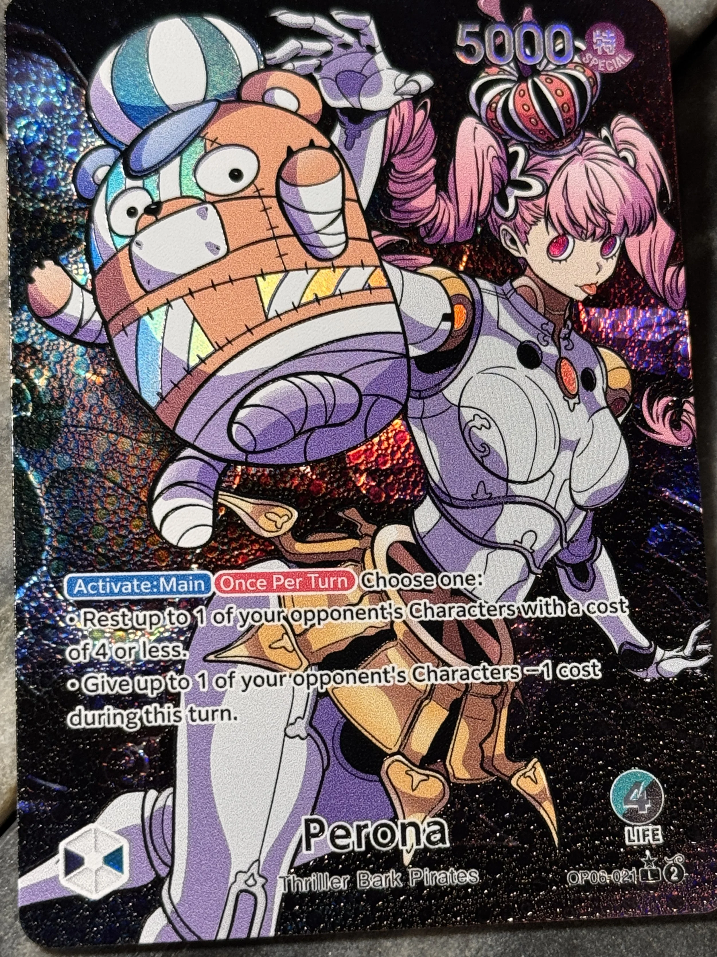 OP League of Legends Crossover OP06 Green Black Perona Orianna Leader Card Full-Art Holographic