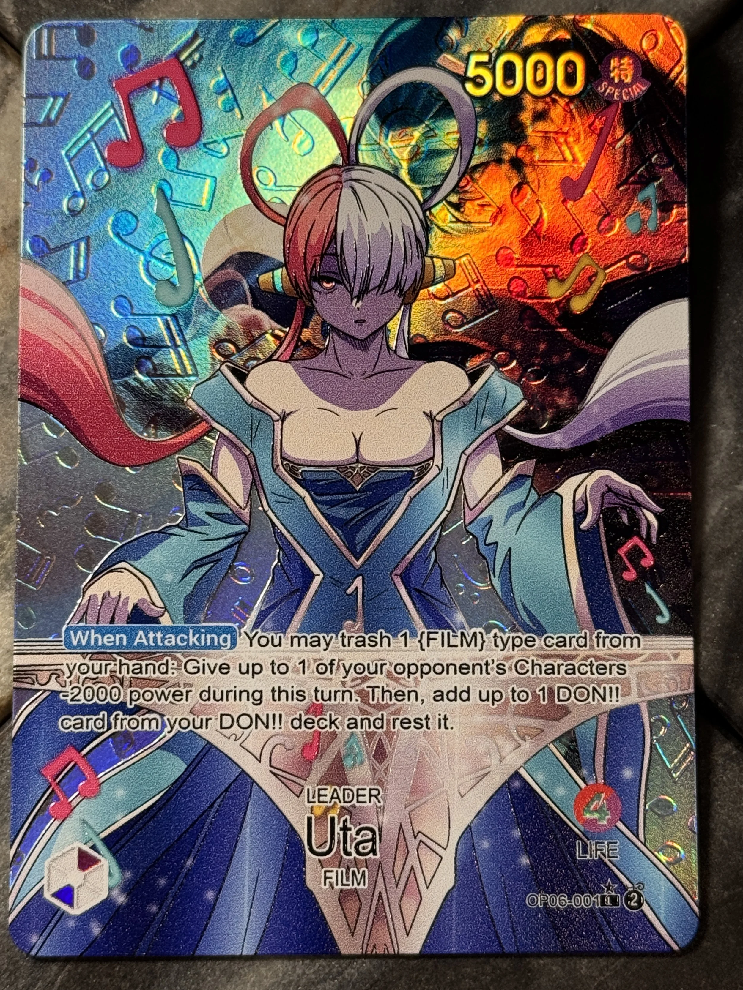OP League of Legends Crossover OP06 Red Purple Uta Sona Leader Card Full-Art Holographic