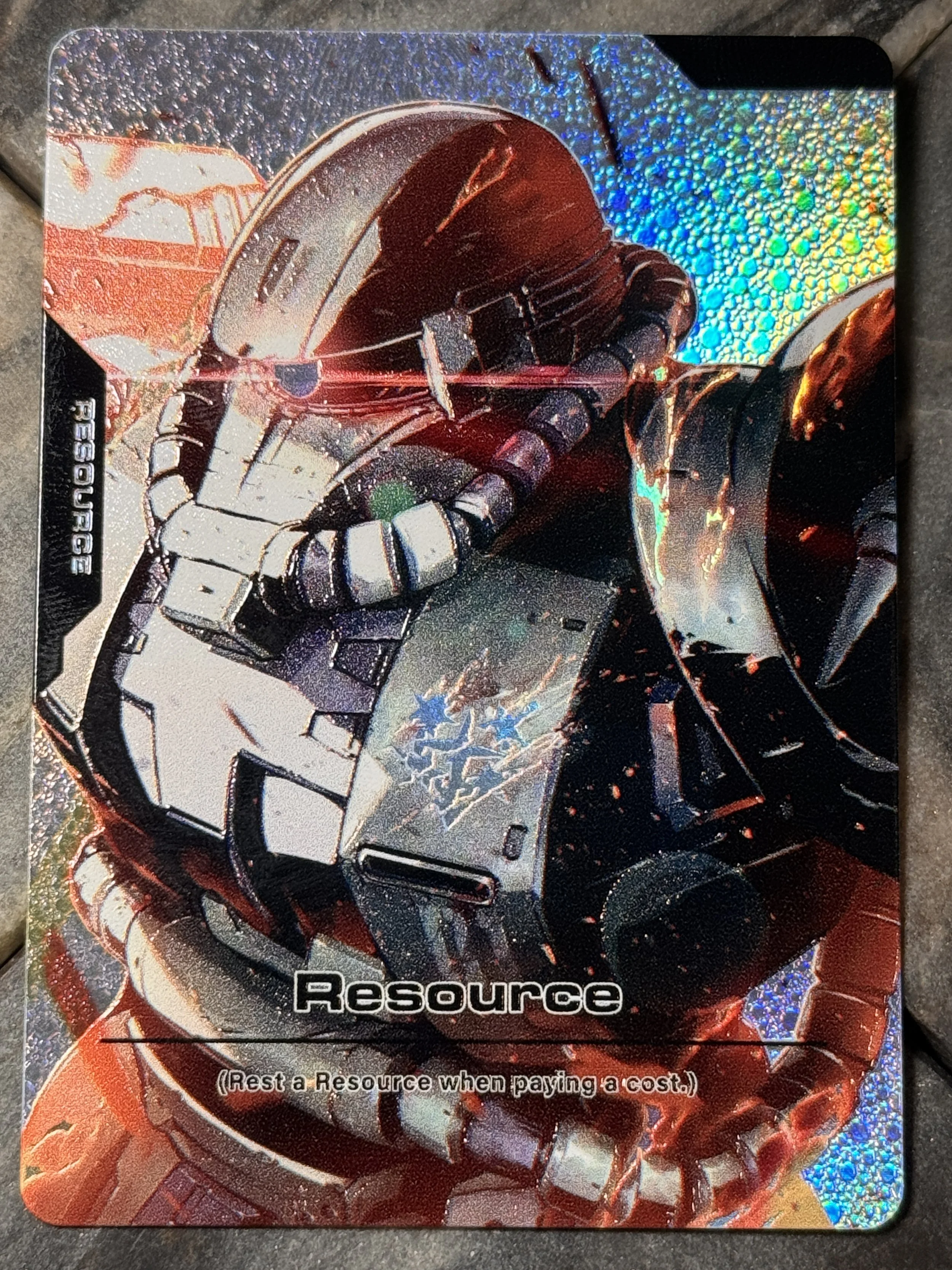 Gundam Card Game - Zaku ii Full-Art Textured Holographic Resource Card (RS025)