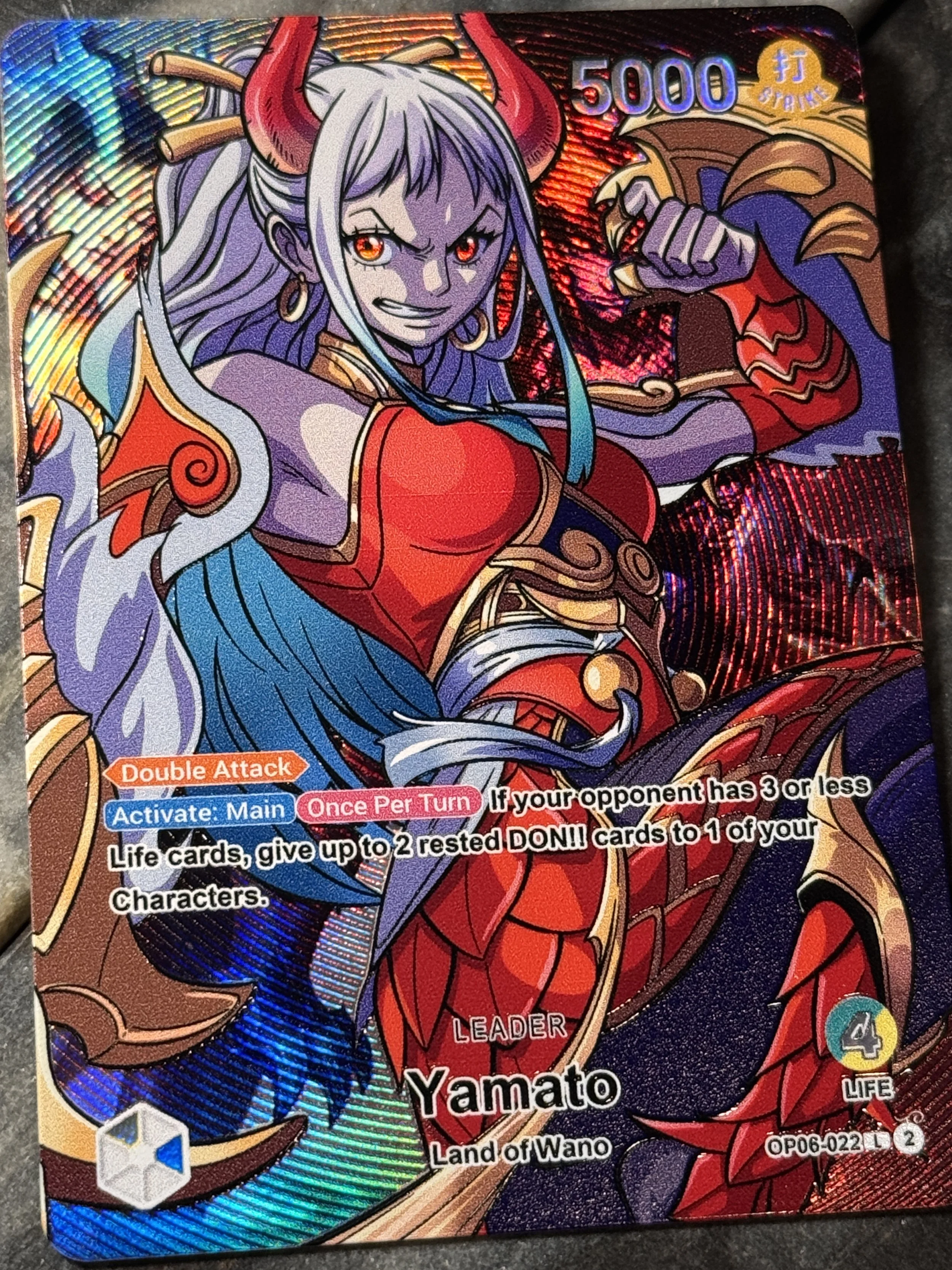 OP League of Legends Crossover OP06 Green Yellow Yamato Shyvanna Leader Card Full-Art Holographic