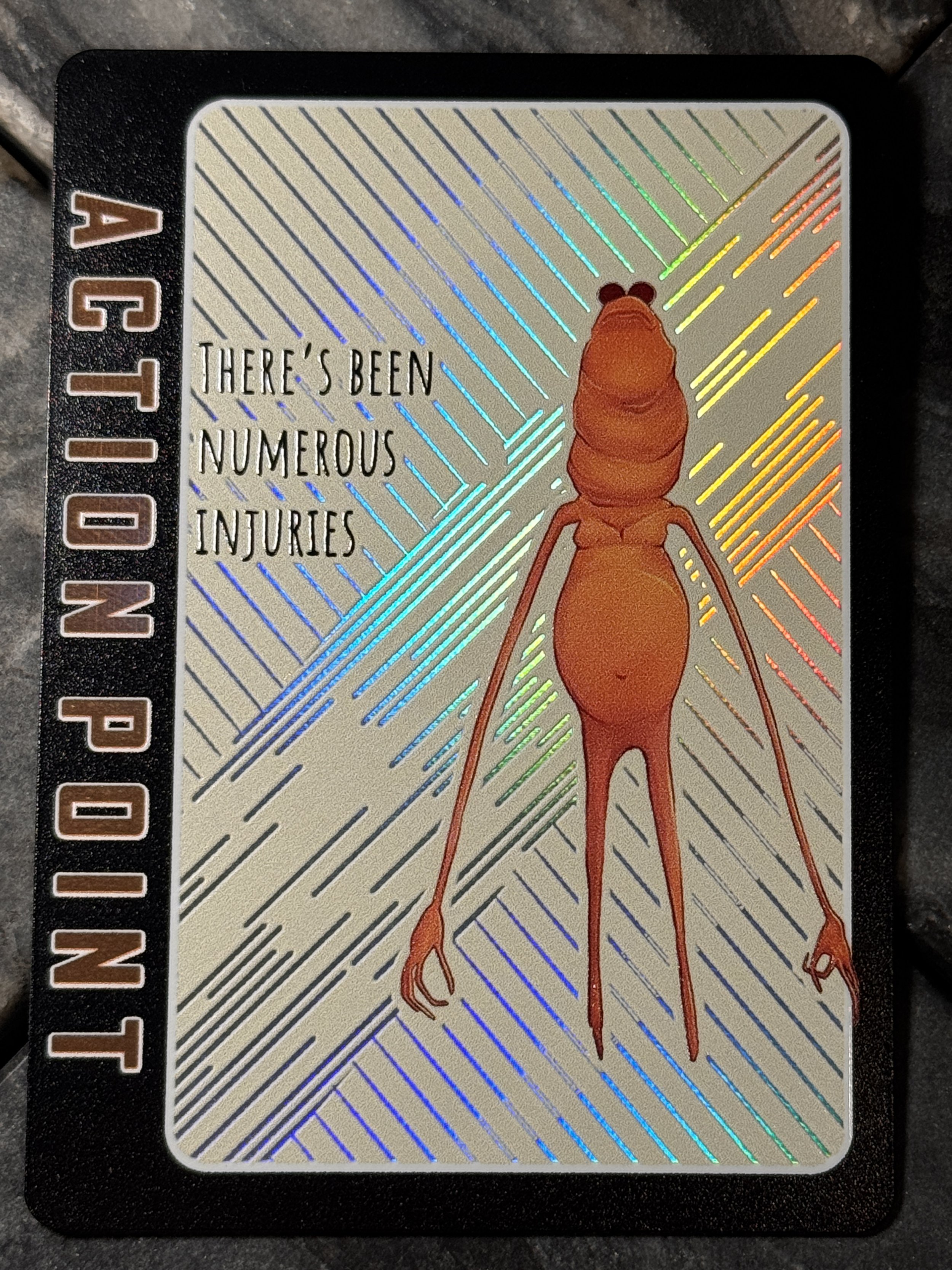 Limited Christmas Marcus the Worm Full- Art Textured Holographic Action Point Card