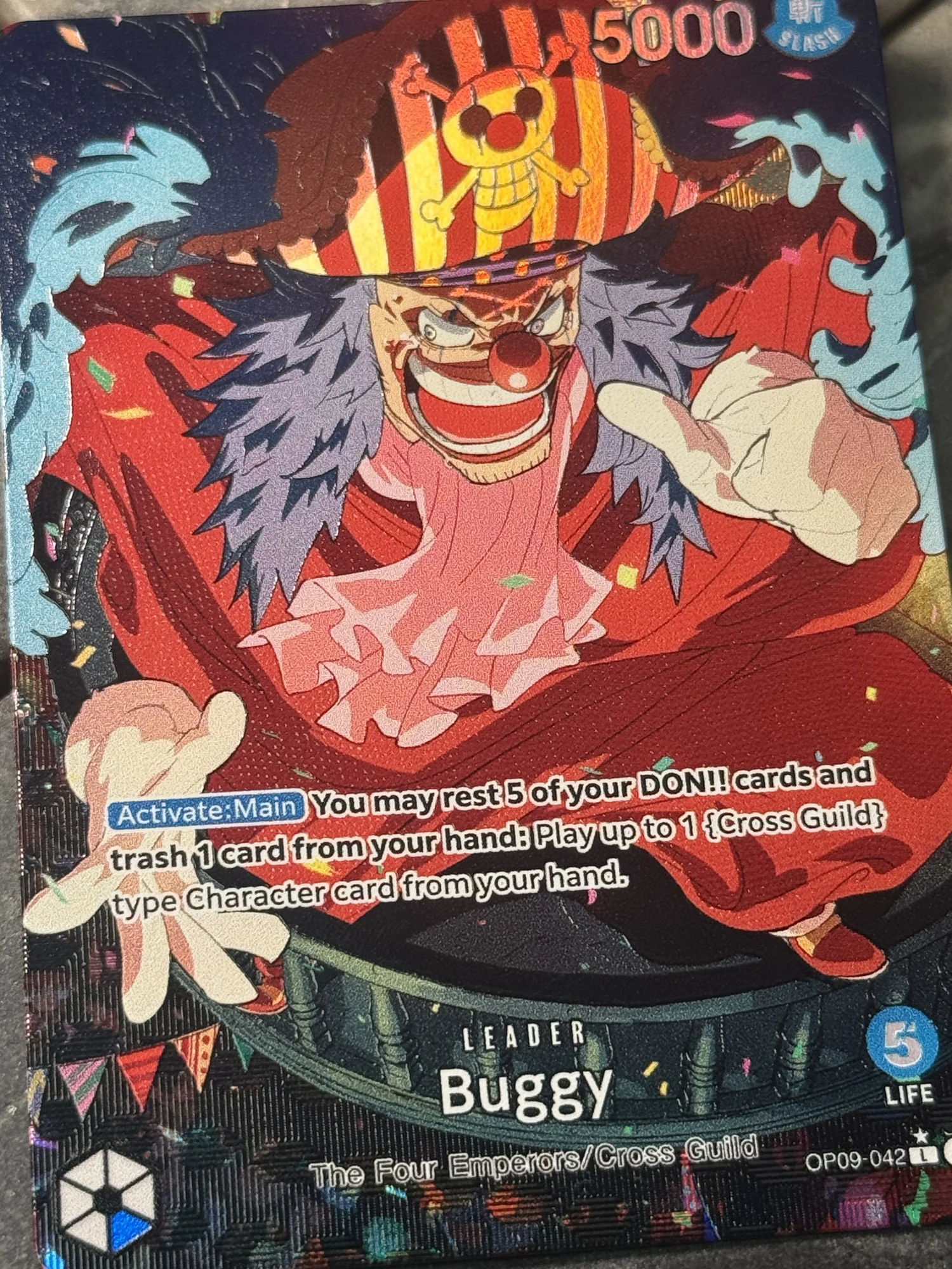 One Piece OP09 Buggy Leader Card Full Art Holographic — DavidsonTCG