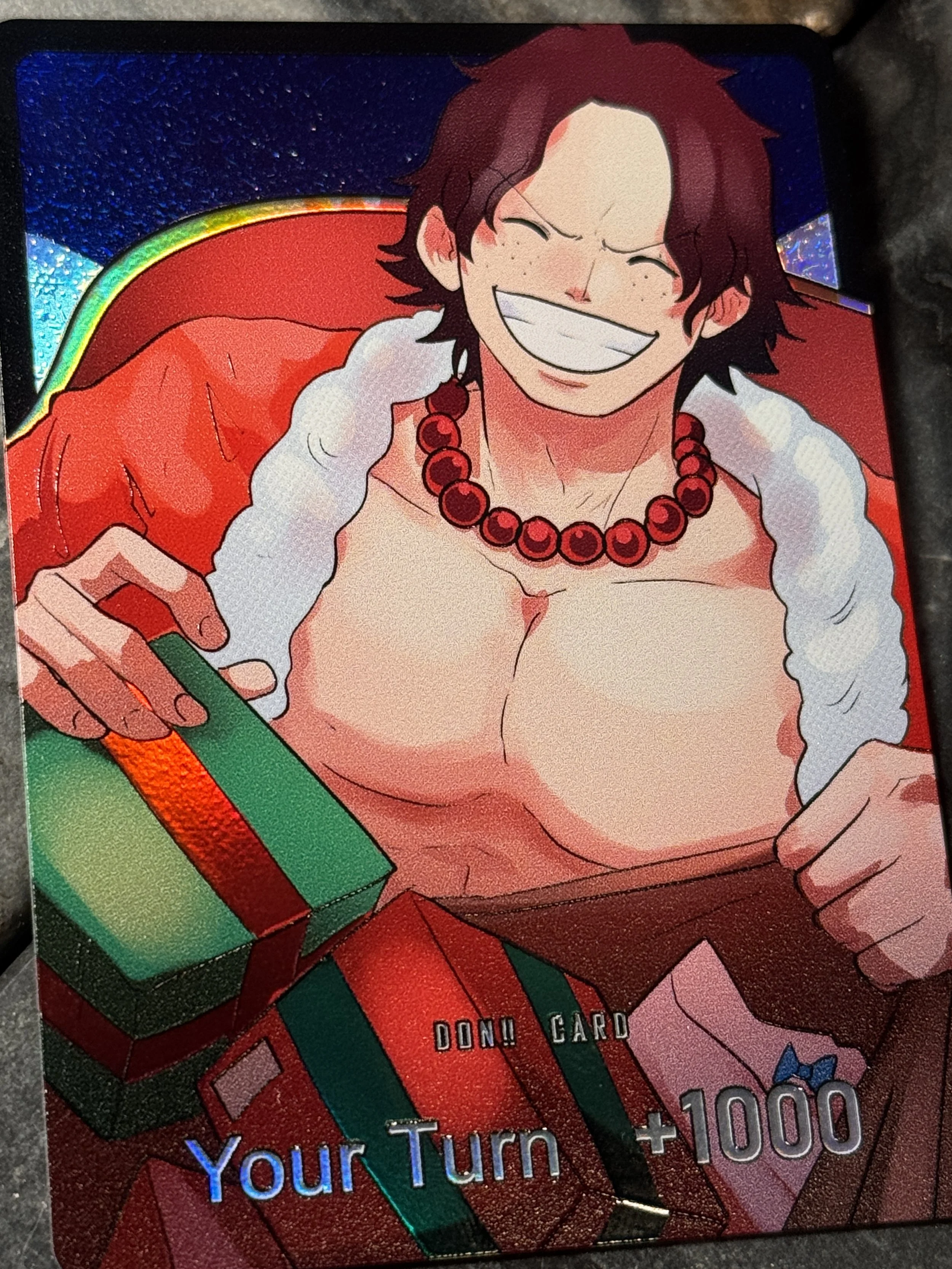 *Limited* Christmas themed Portgas.D.Ace Full-Art Textured Holographic DON!! Card